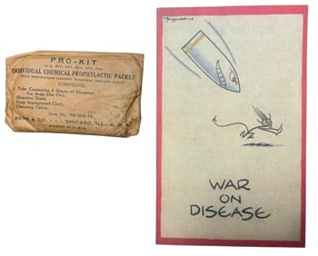 WWII Army Pro-Kit Individual Chemical Prophylactic Packet & War On Disease Booklet