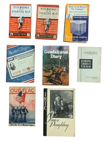 WWII Books Infantry Journal, Readers Digest, Psychology, Guadalcanal, Escorting Dead, etc Lot