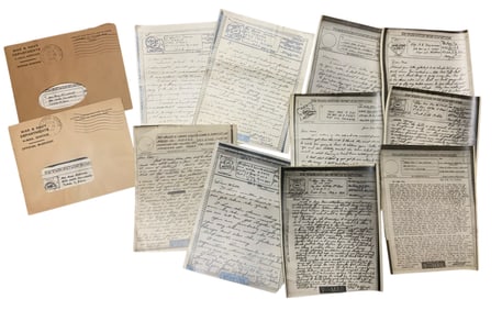 WWII Era Army V-Mail Letter Groups (3), some 338th Bomb Squadron, 8th Air Force