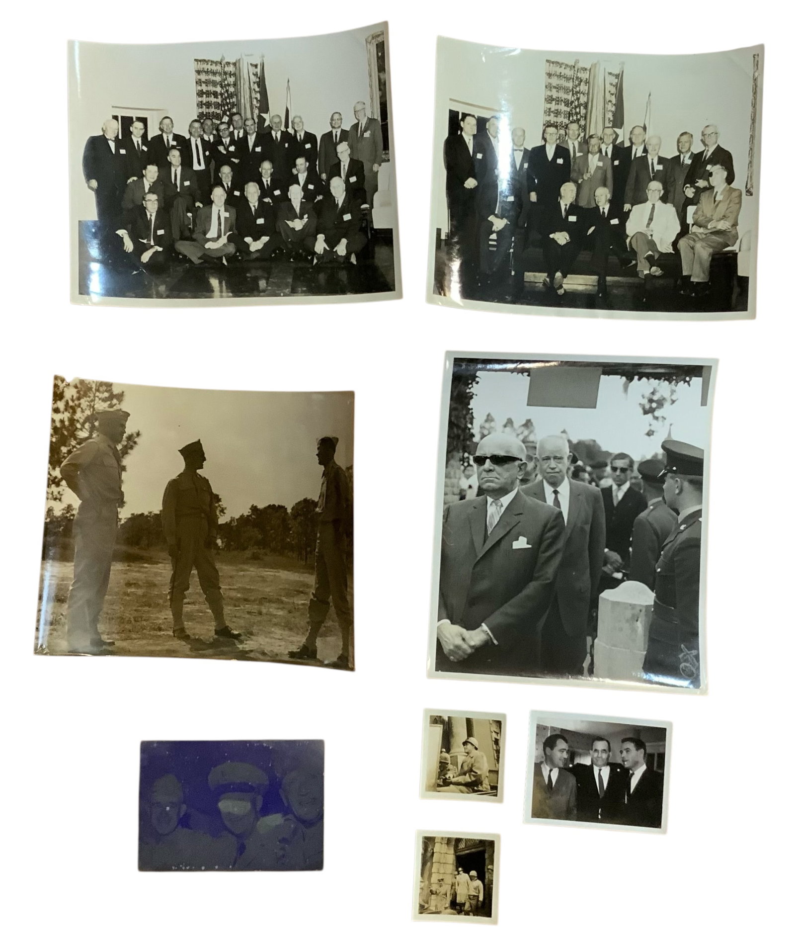 WWII 5 Star General Omar Bradley Photo Lot (8): WWII 5 Star General Omar Bradley Photos. Lot of (8) as shown. One photo picture is made of glass. All photos are in good condition for their ages.