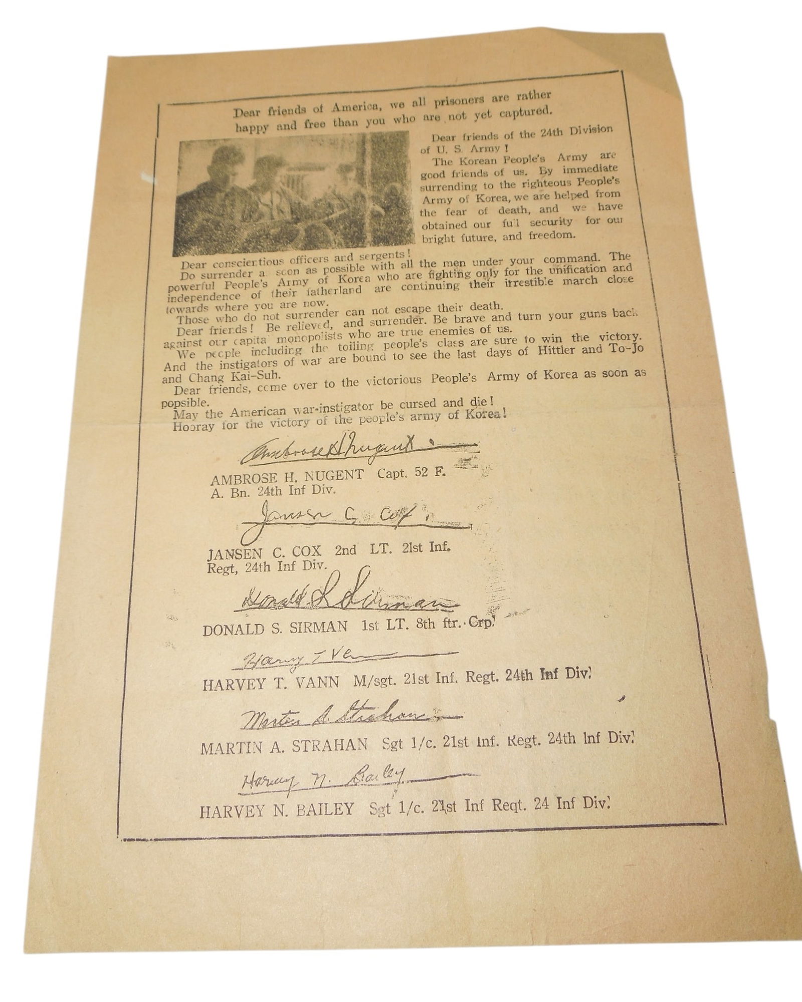 Korean War North Korea Propaganda Leaflet US Prisoners of War (1 of 4)