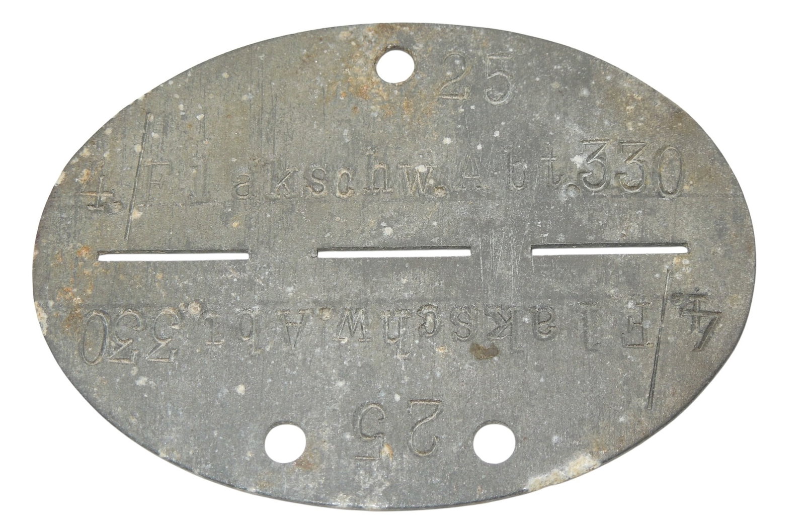 WWII German Luftwaffe Flak Battalion Soldier ID Disc Dog Tag: Original as shown.