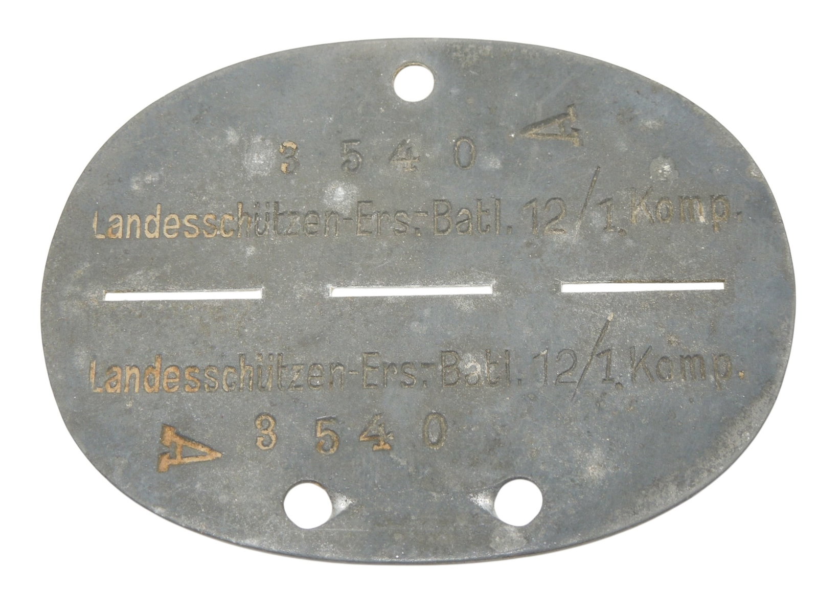 WWII German Wehrmacht Heer Rifle Replacement Battalion Soldier ID Disc Dog Tag: Original as shown.