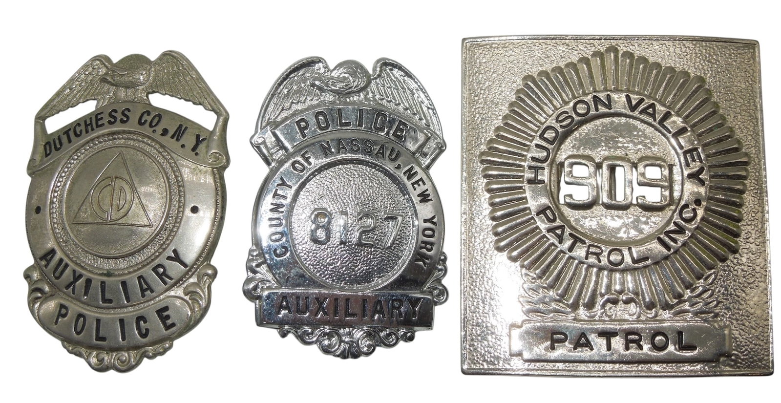 Lot (3) Vintage Police Badges Dutchess Nassau Hudson New York (1 of 3)