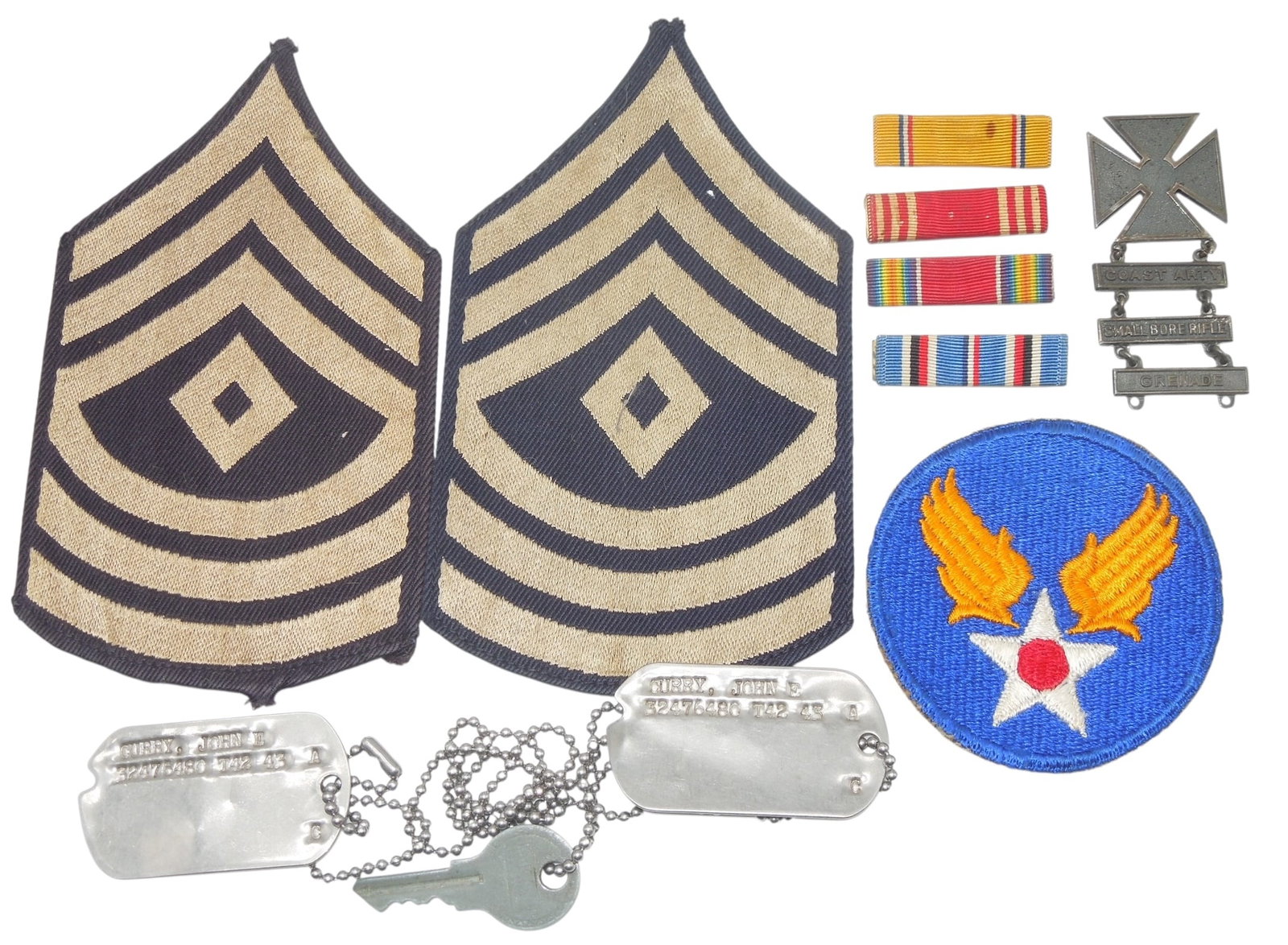 WWII USAAF Army Air Force Dog Tag Ribbon Bars Patch Lot (1 of 4)