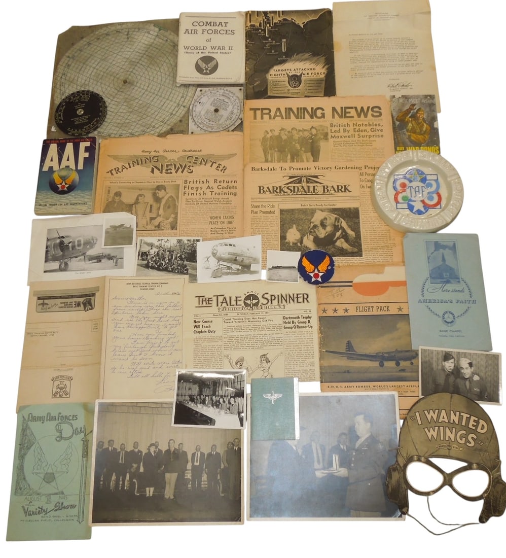 WWII US Army Air Force Aviation Newspapers Photos Booklets Computer Ashtray Lot (1 of 12)