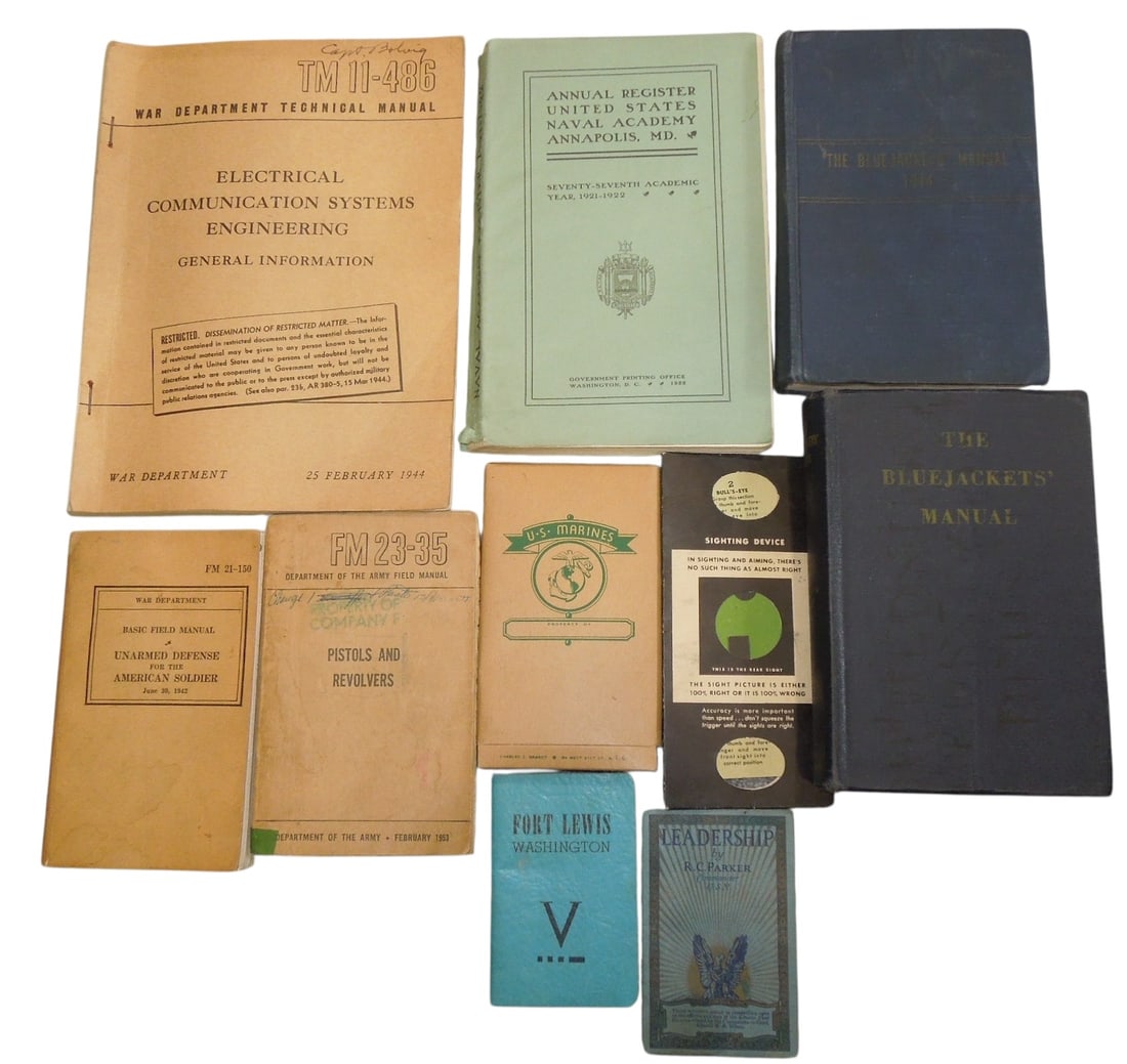 WWI - WWII US Military Field Manual Books Bluejackets USMC Army 100 Signatures Signed (1 of 9)