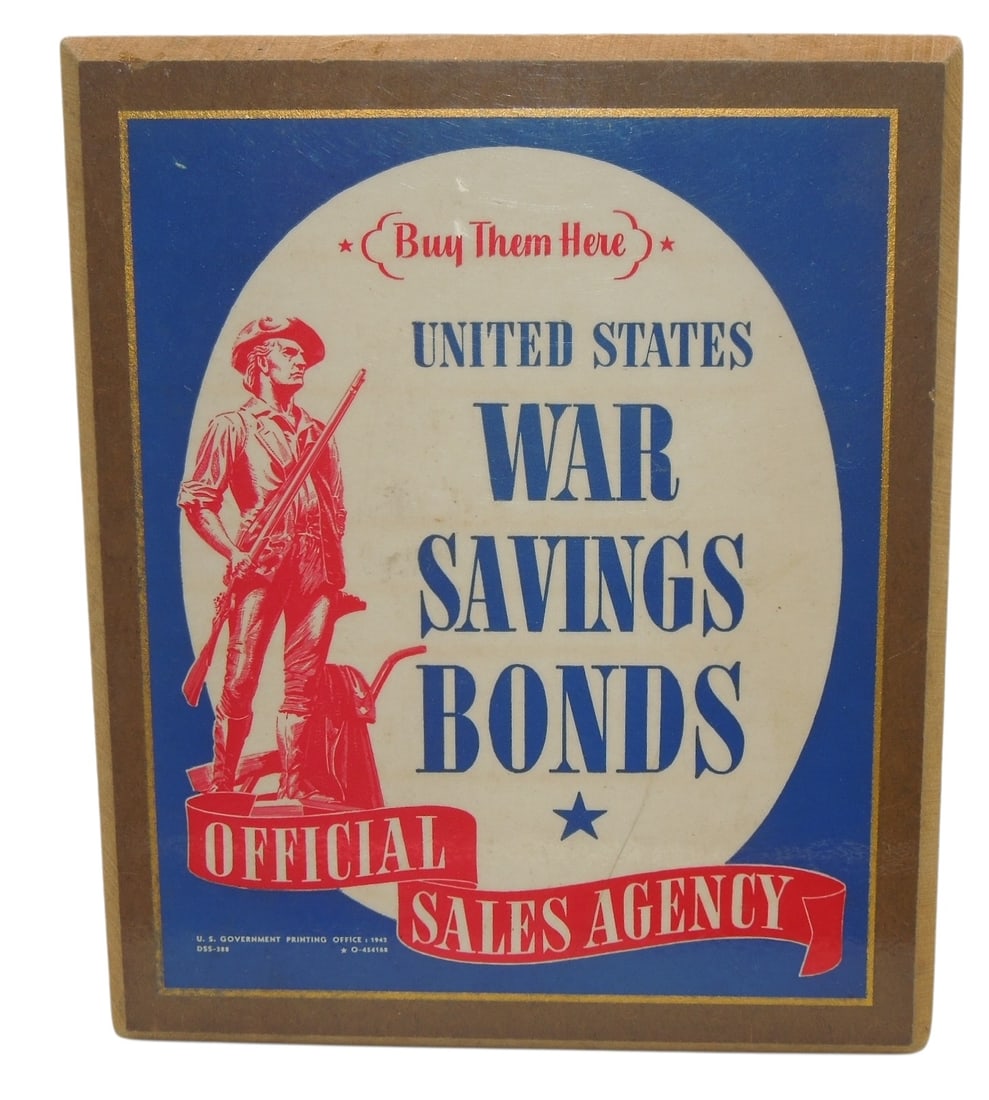 1942 WWII US War Savings Bonds Wood Counter Stand Display Piece (1 of 3)