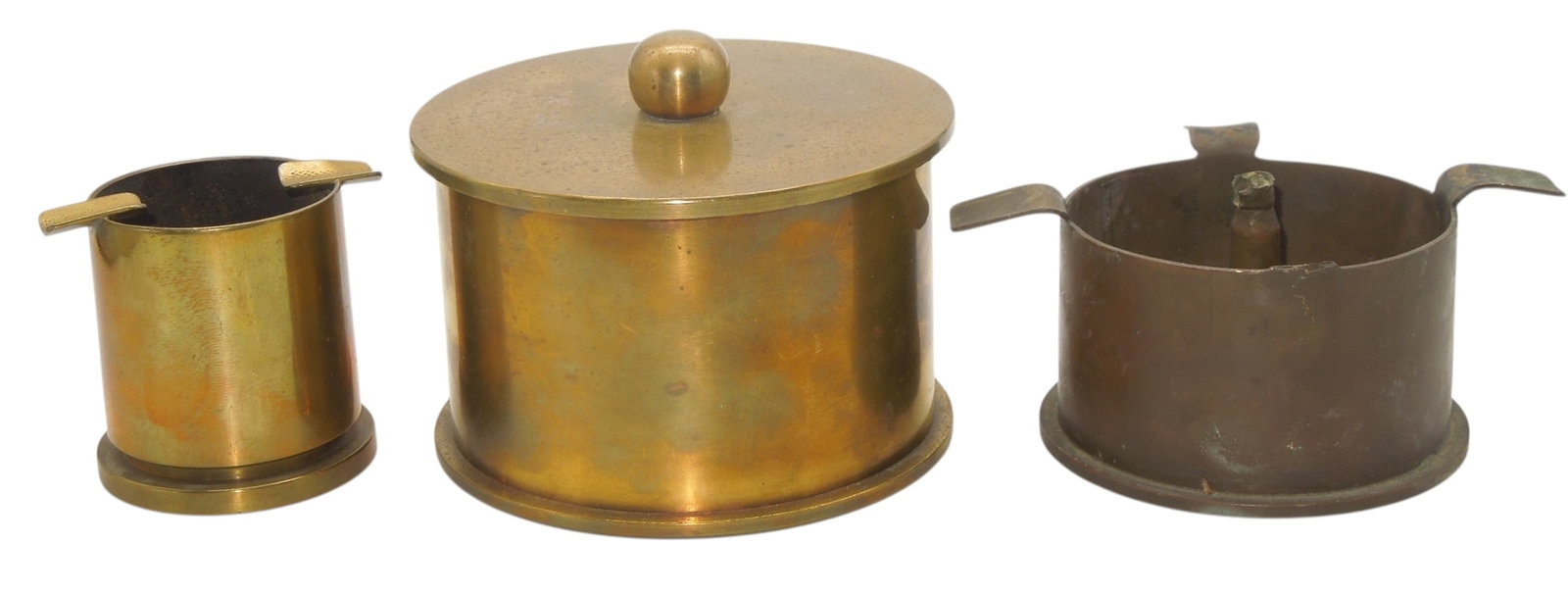 Lot WWII US & Japanese Trench Art Ashtrays 40MM