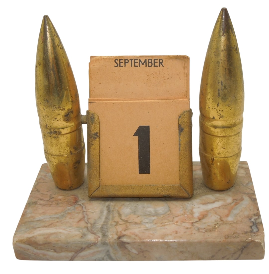 WWII US Military Trench Art Artillery Shell Calendar Desk Ornament (1 of 3)