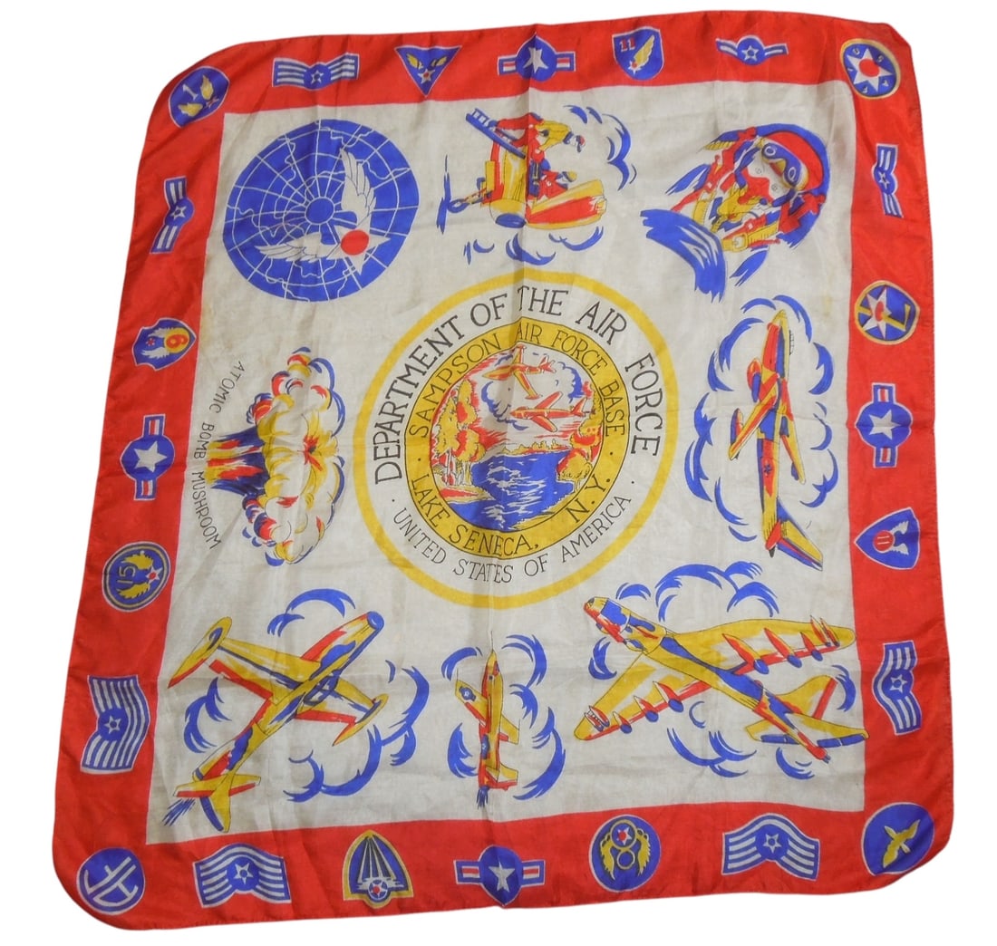 Large 1950s Silk Sampson Air Force Base Table Runner (1 of 8)