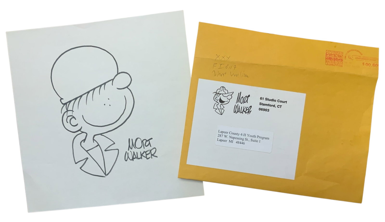 Comic Strip Writer Mort Walker Original Signed Auto Beetle Bailey (1 of 4)