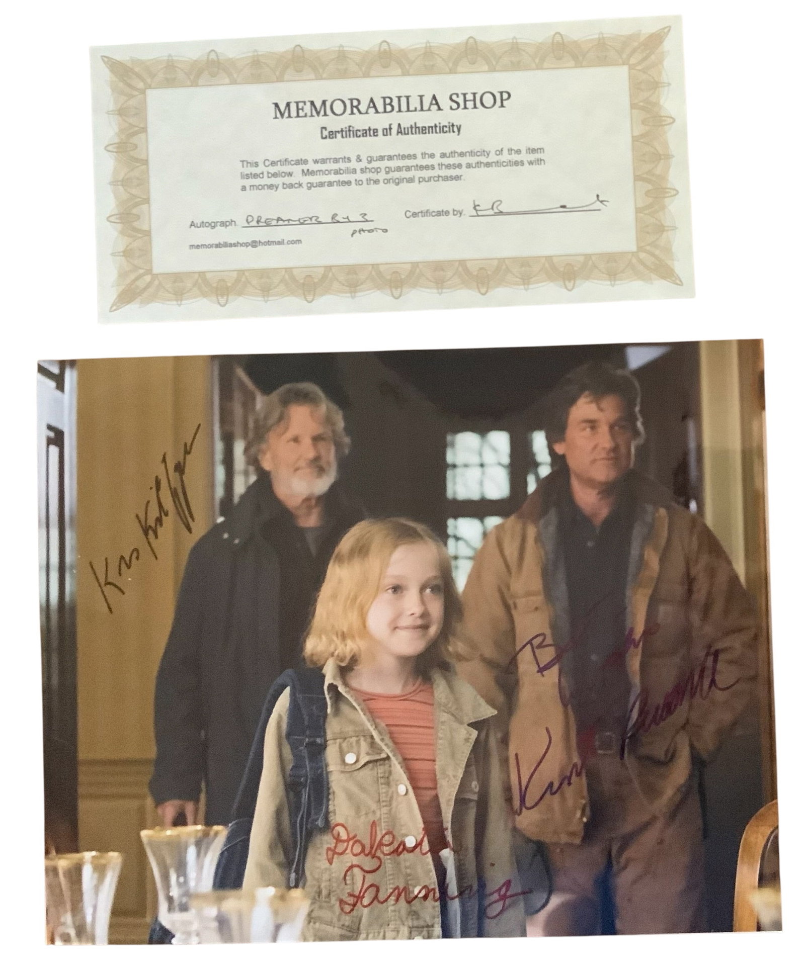 Kurt Russell, Kris Kristofferson & Dakota Fanning Signed Auto Dreamer Photo COA (1 of 4)