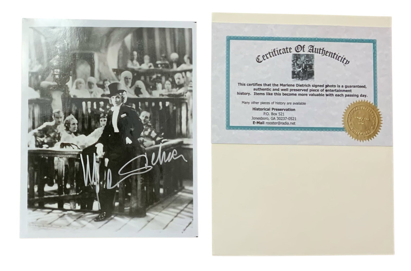 Silver Screen Actress & Singer Marlene Dietrich Signed Auto Photo with COA (1 of 5)