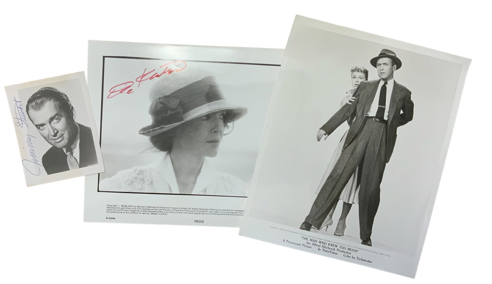 Actress Dianne Keaton / Actor Jimmy Stewart Signed Auto Photos Lot: Actress Dianne Keaton and Actor Jimmy Stewart signed photos lot. These photos do not come with a Certificate of Authenticity (COA). The consignor was a long time collector of signed / autographed spor