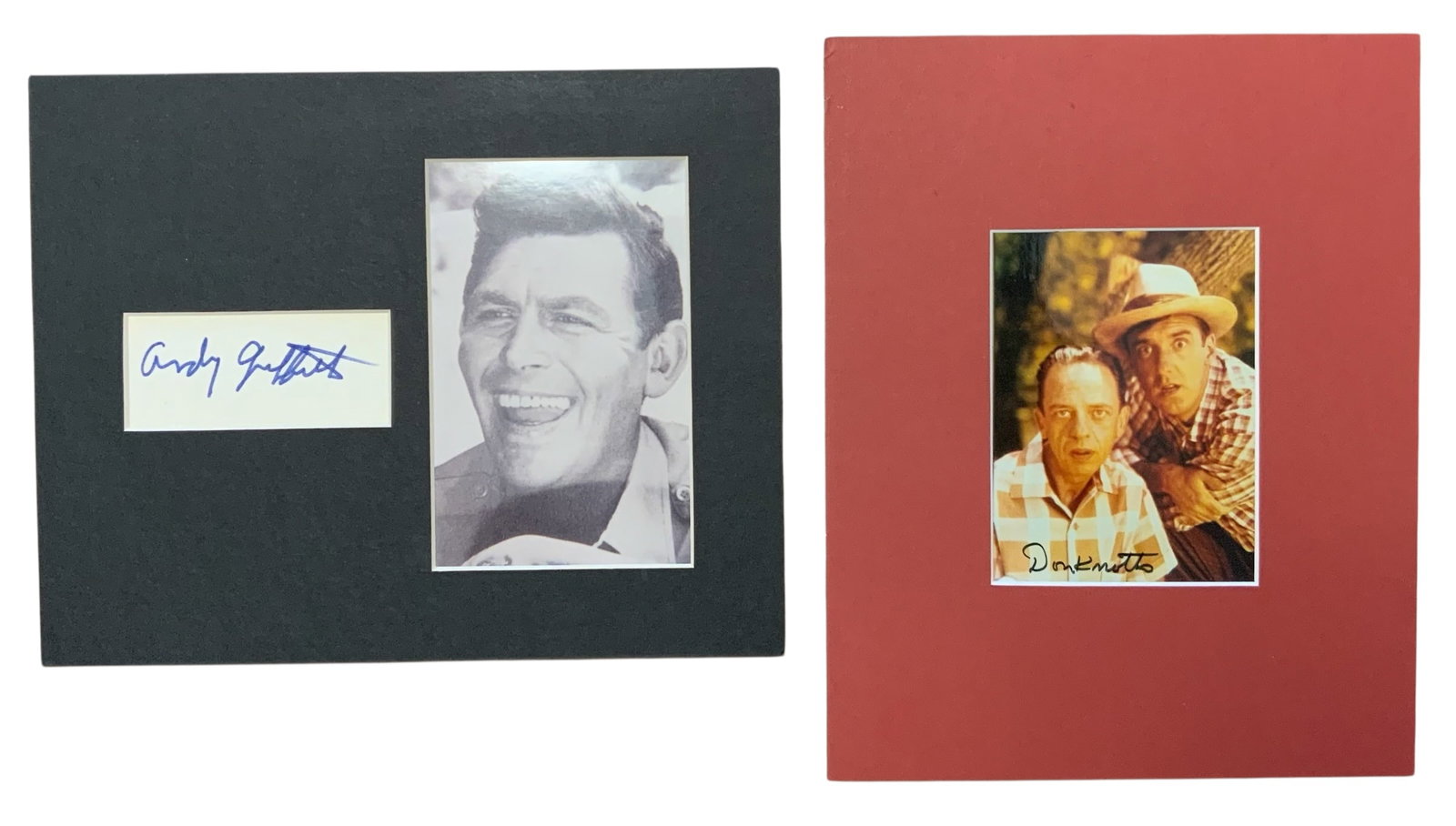 Actors Andy Griffith & Don Knotts Matted Photos & Cut Signature Auto Signed (1 of 6)