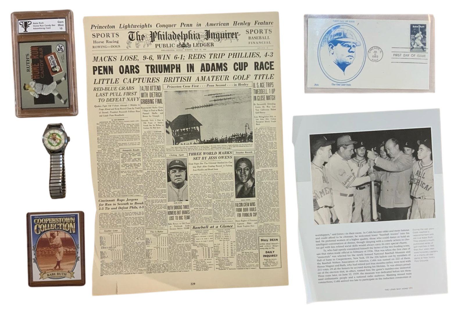New York Yankees Baseball Babe Ruth Lot #4 Exacta Watch, Newspapers, FDC, Cards (1 of 13)