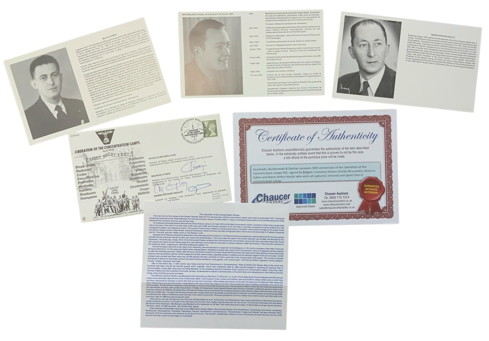 WWII Signed Survivors Concentration Camp FDC Belgium Resistant Haulot Eyben Brusselairs (1 of 8)