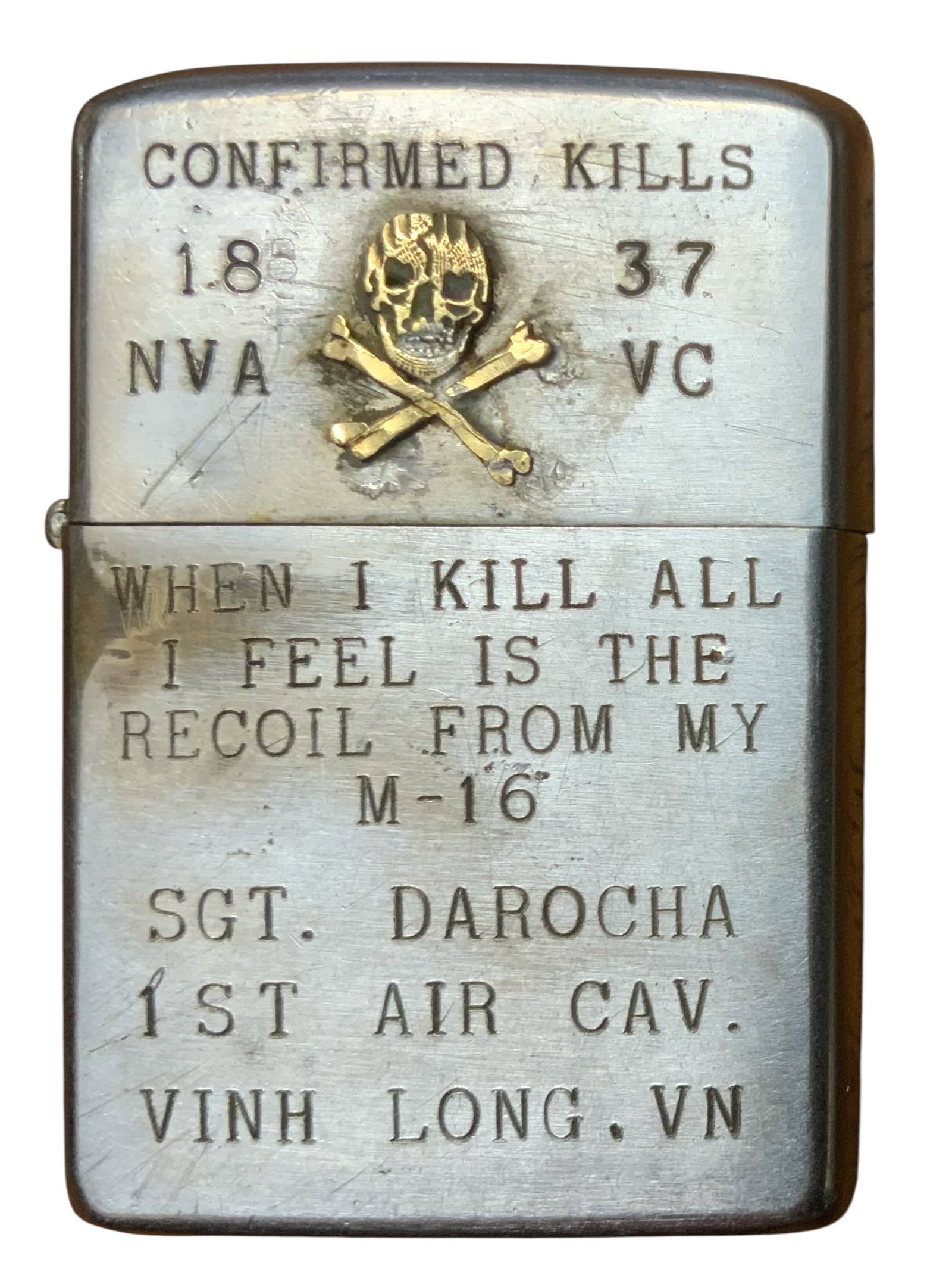 Vietnam Era Named 1971 Zippo Lighter 1st Air Cavalry Division Confirmed Kills (1 of 3)