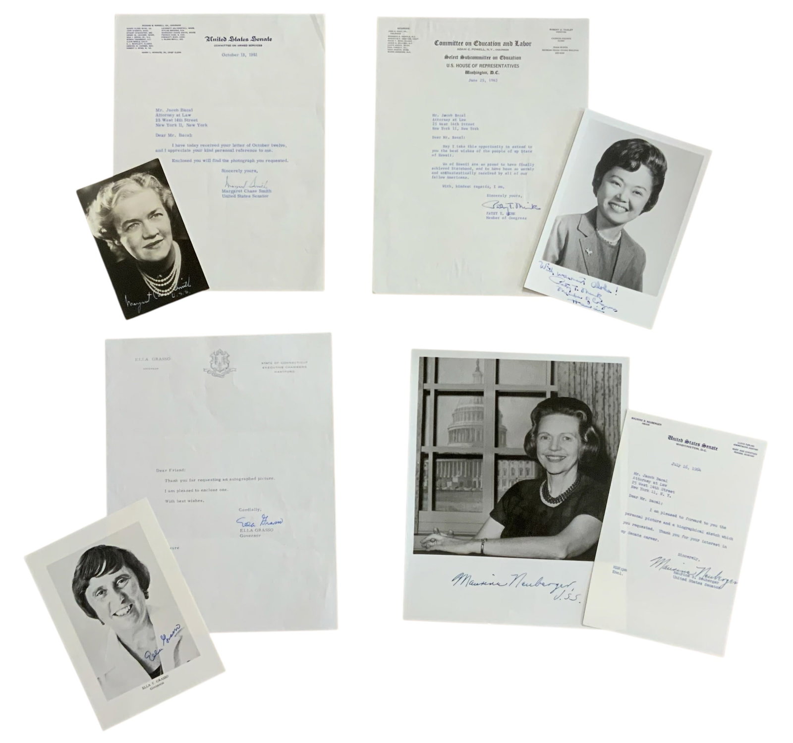 1960s Senate / House / State Female Representatives Signed Letters / Photos Lot (1 of 14)