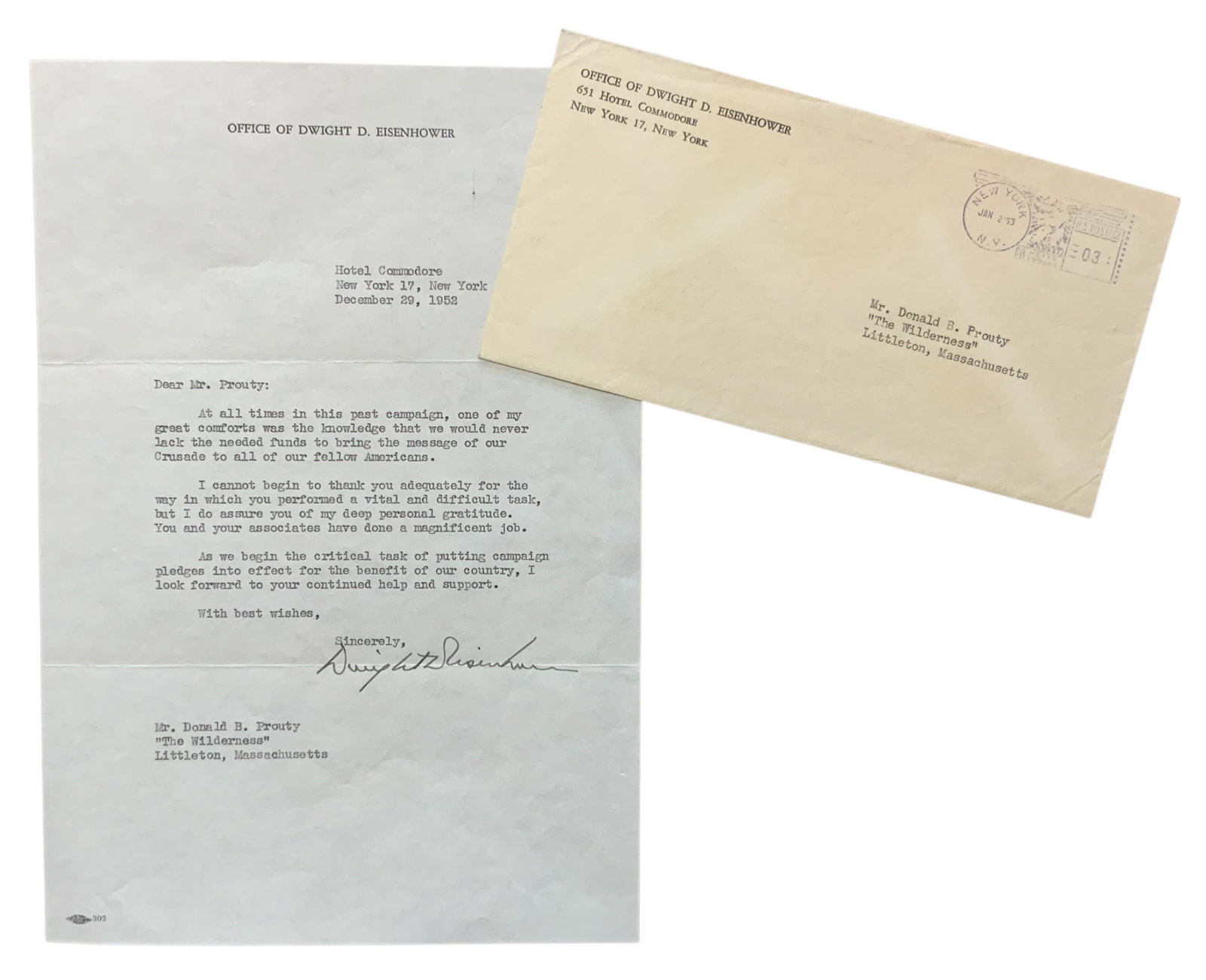 1952 34th President Dwight D. Eisenhower Signed Campaign Letter (1 of 5)