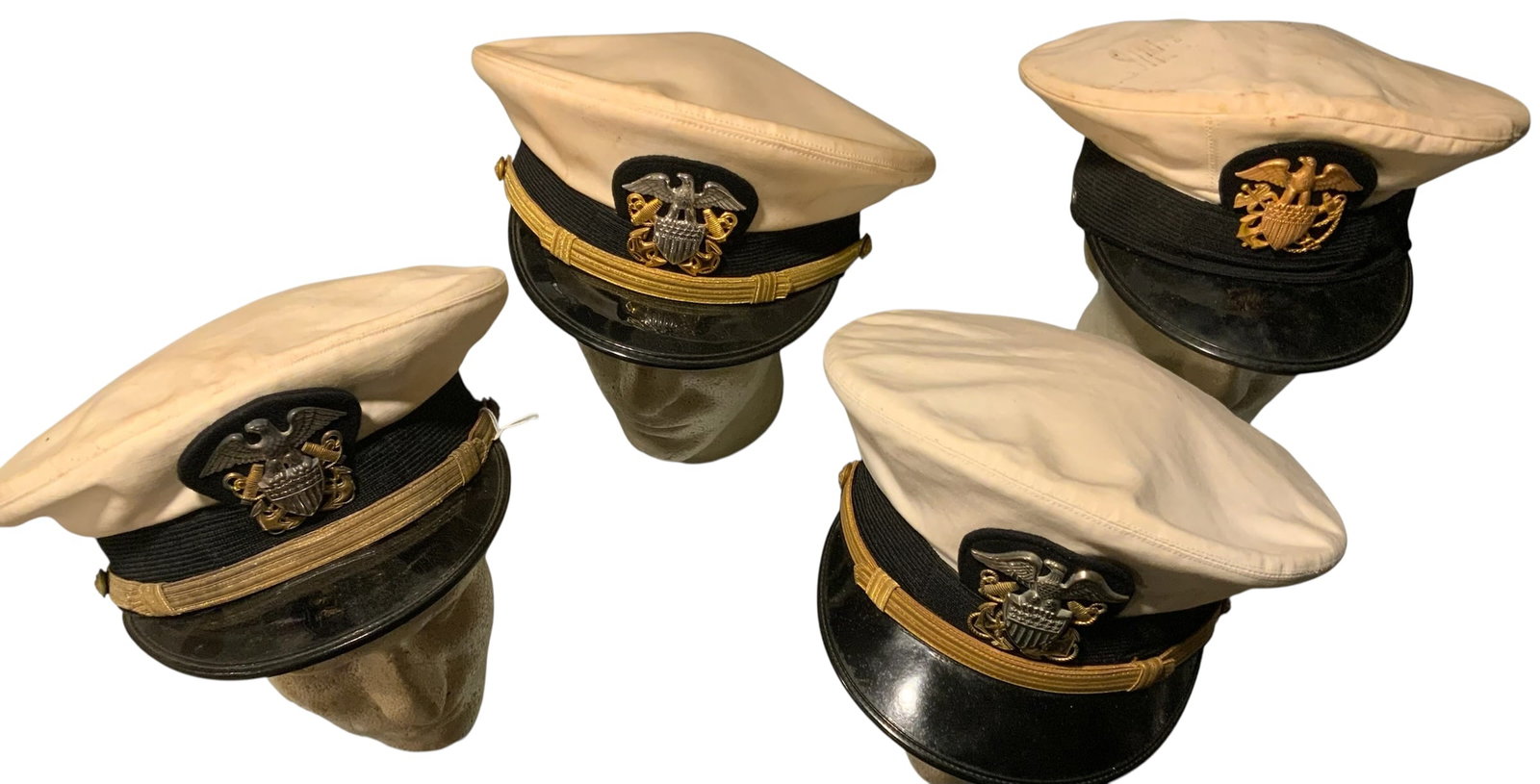 WWII Era US Navy & USPHS Officer Visors Caps Hats LOT (4) Berkshire Boston Uniform (1 of 13)