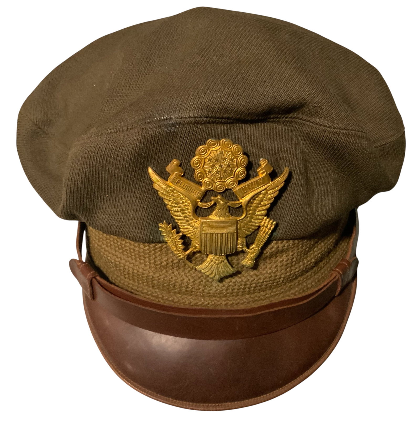 WWII Named Army Air Corp 1-Ply Crusher Visor Hat Bancroft (1 of 6)