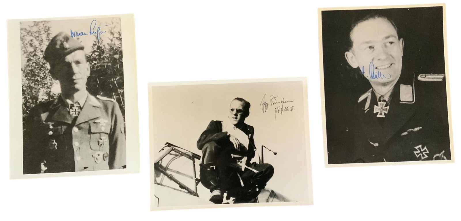 WWII German Knights Cross Recipients Buchner, Lutter, Burschgens Signed Photos Luftwaffe: WWII Knights Cross Recipients Hermann Buchner, Johannes Lutter & Joseph Burschgens Signed Auto Photos. These photos do not come with a Certificate of Authenticity (COA). These signed photo are copies 