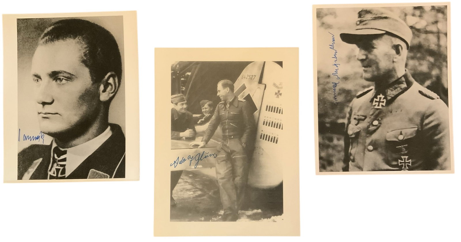 WWII German Knights Cross Recipients Harteneck, Hannak & Glunz Signed Auto Photos (1 of 8)