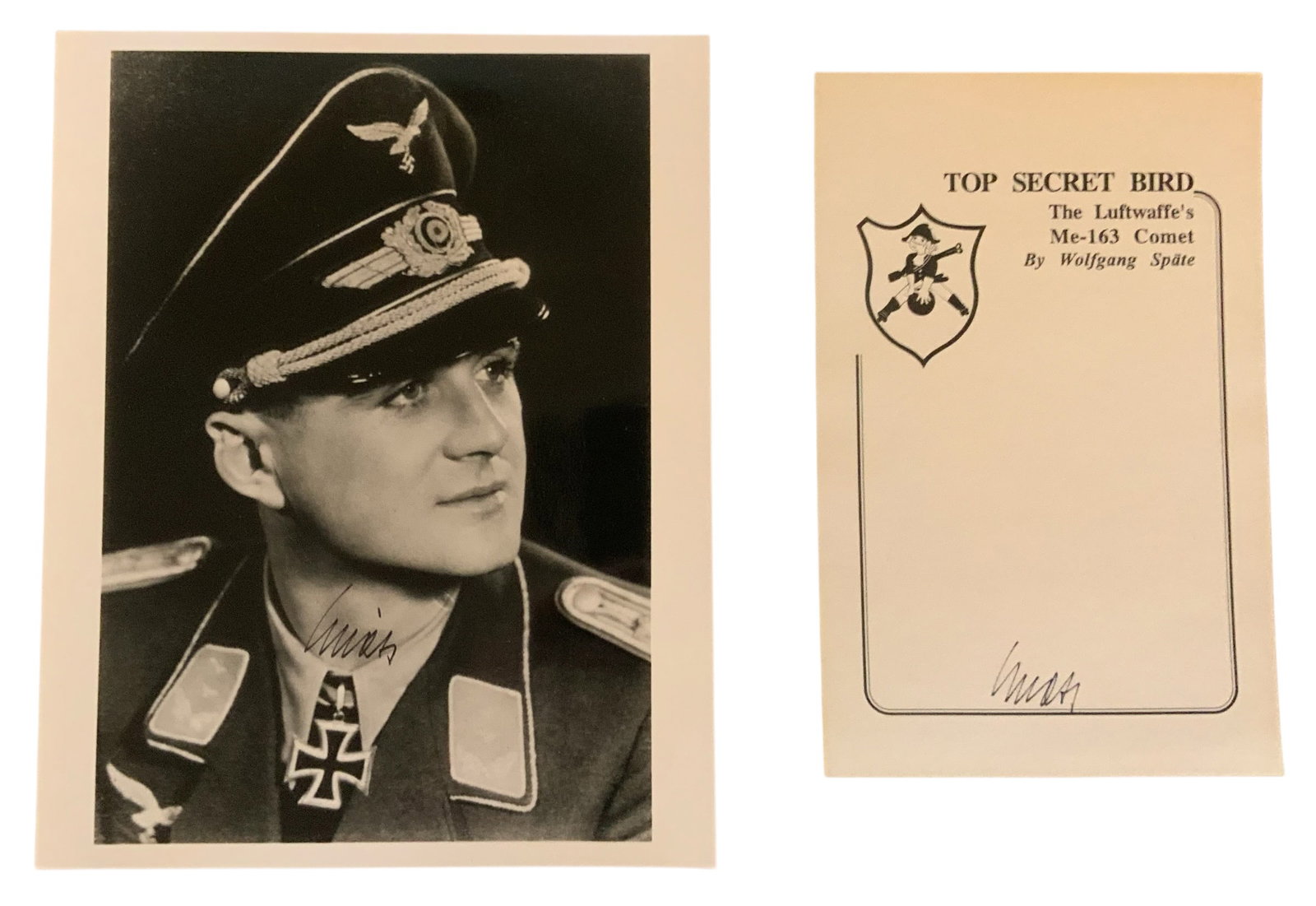 WWII German Knights Cross Recipient Wolfgang Spate Signed Photo & Bookplate (1 of 5)