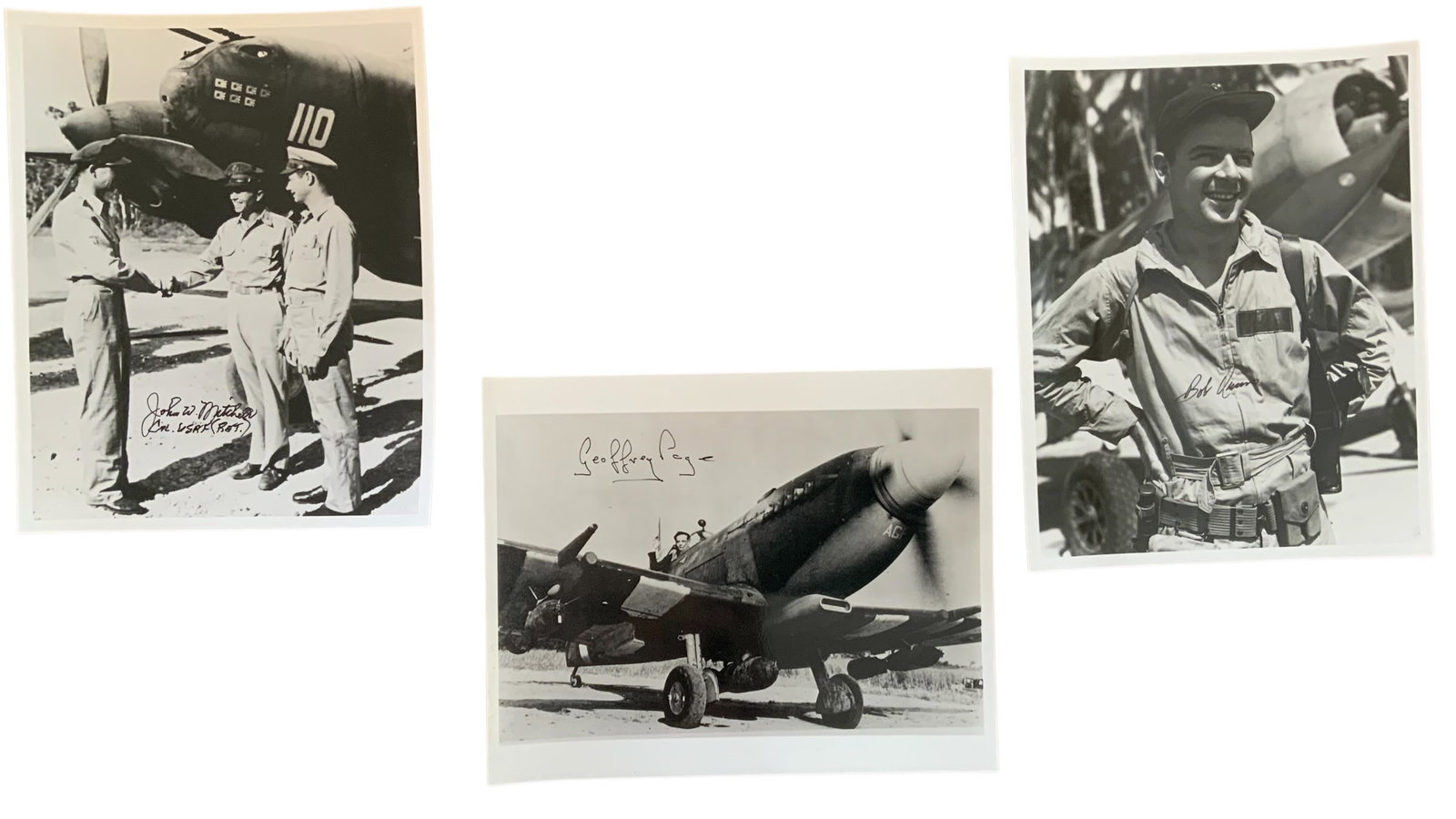 WWII Fighter Aces RAF Page, USMC Owens & Mitchell Operation Vengeance Signed Photos (1 of 8)