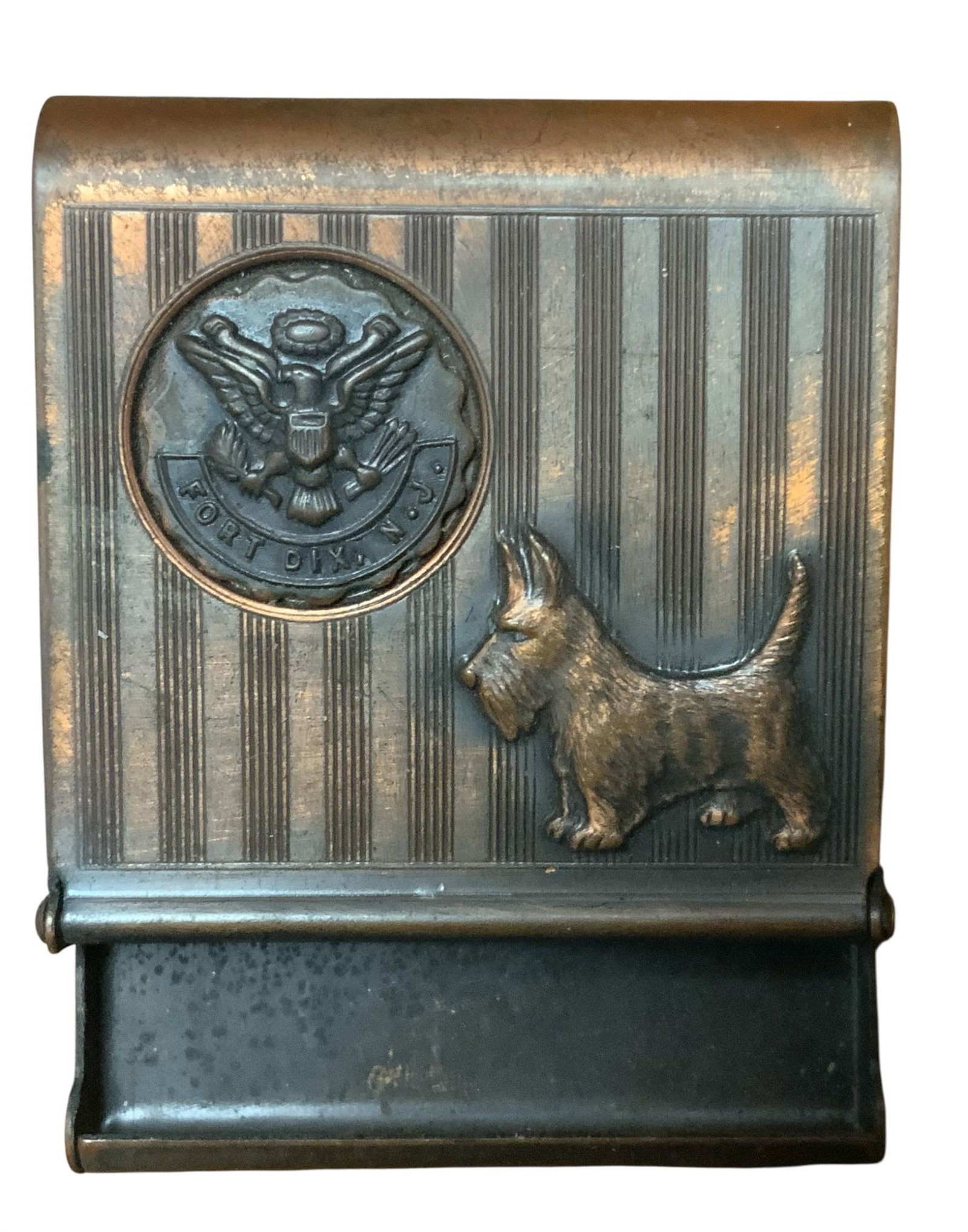 WWII Era RARE Army Fort Dix Sweetheart Metal Matchbox Cover (1 of 4)