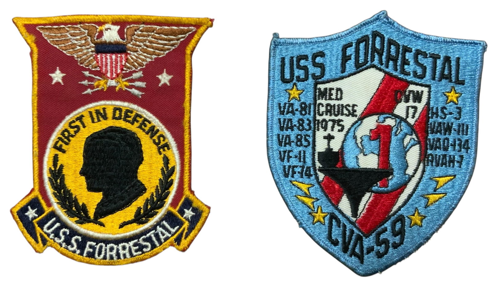 Vietnam Era USN Navy USS Forrestal (CVA-59) Supercarrier Patches LOT (2) (1 of 2)