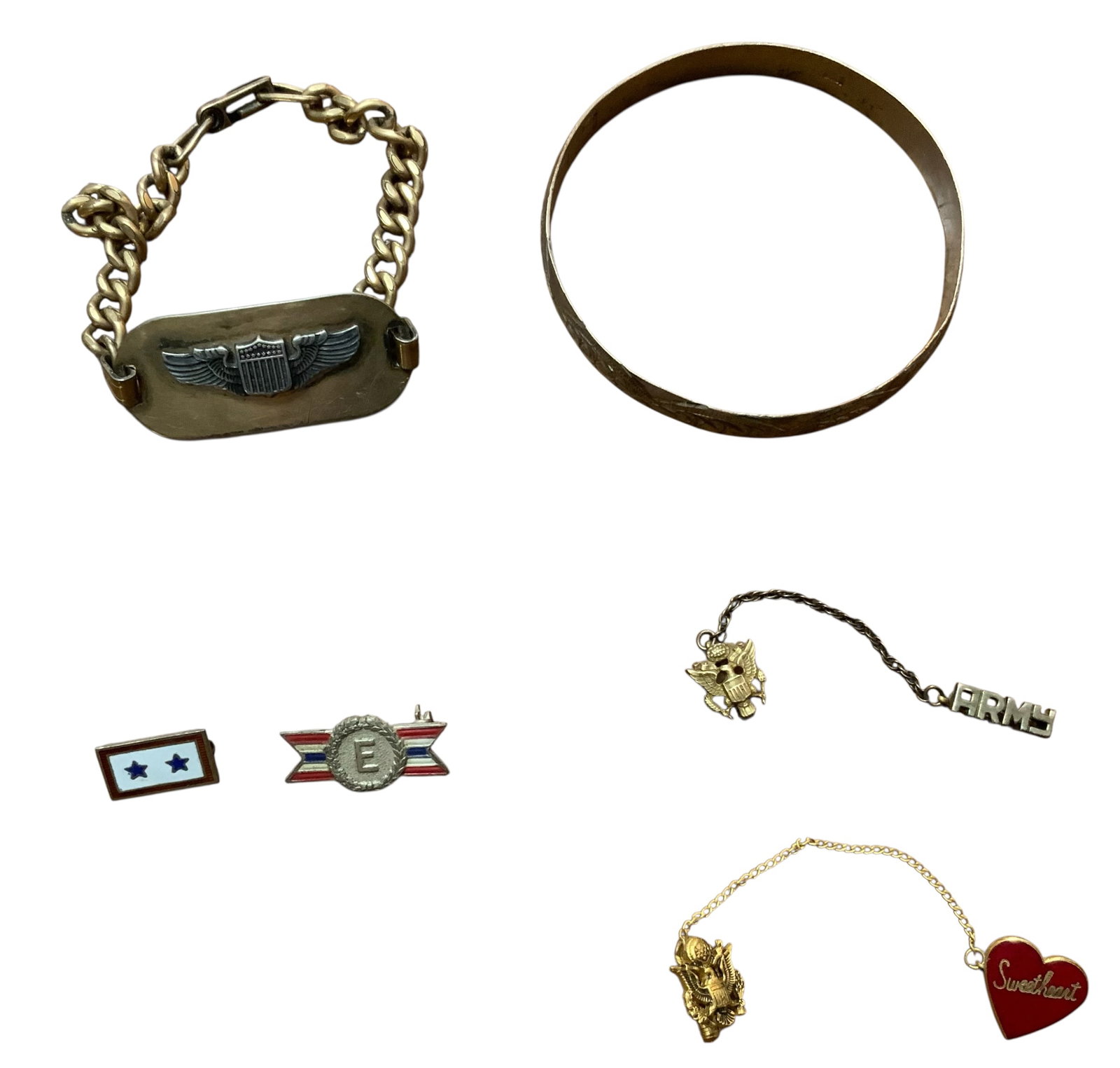 WWII Era Army & Air Force Pilot Bracelet, Son In Service Pin Sweetheart Lot #2 (1 of 11)