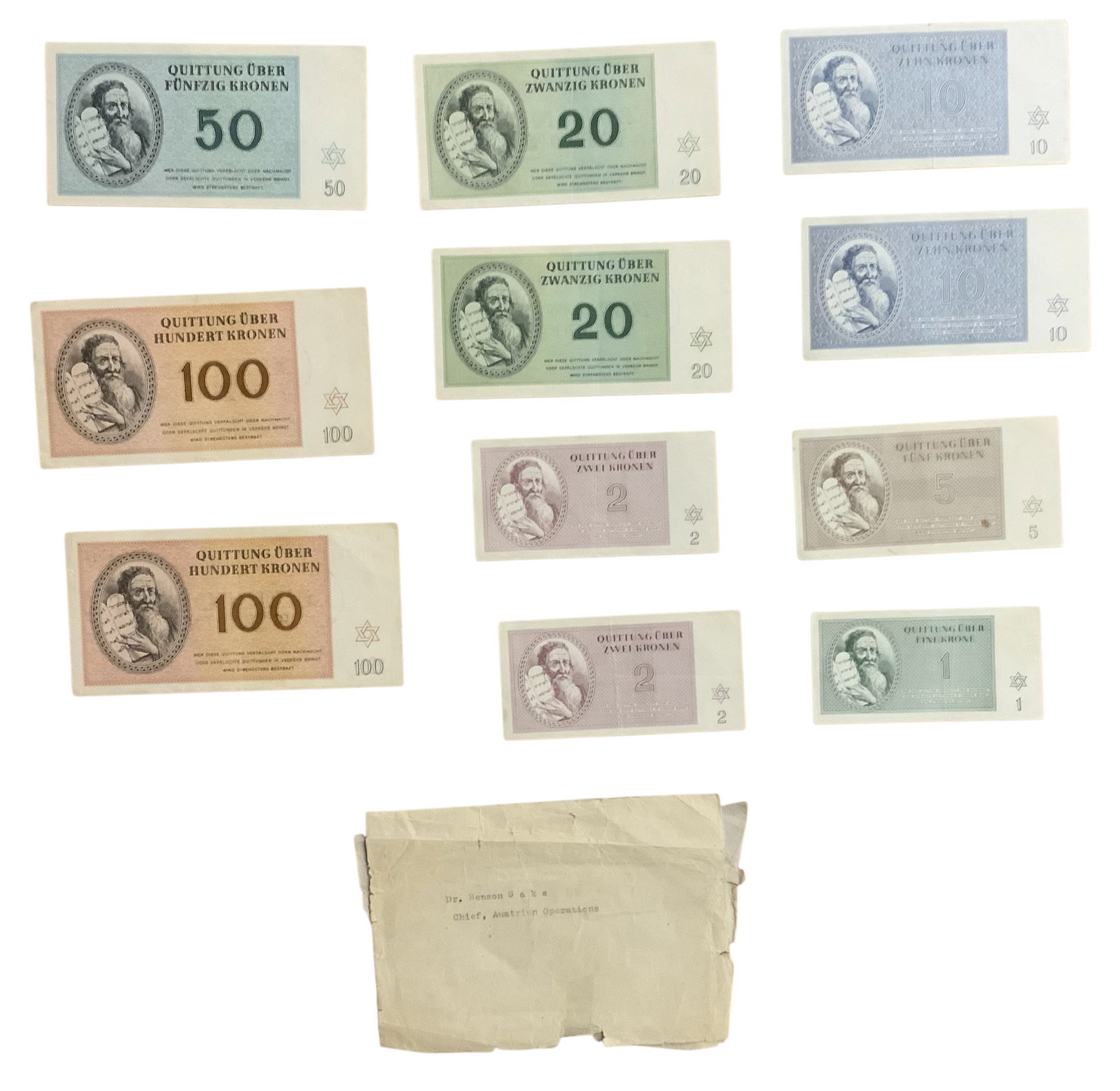 WWII 1943 Theresienstadt Nazi Concentration Camp Money 11 Complete Set Provenance (1 of 9)
