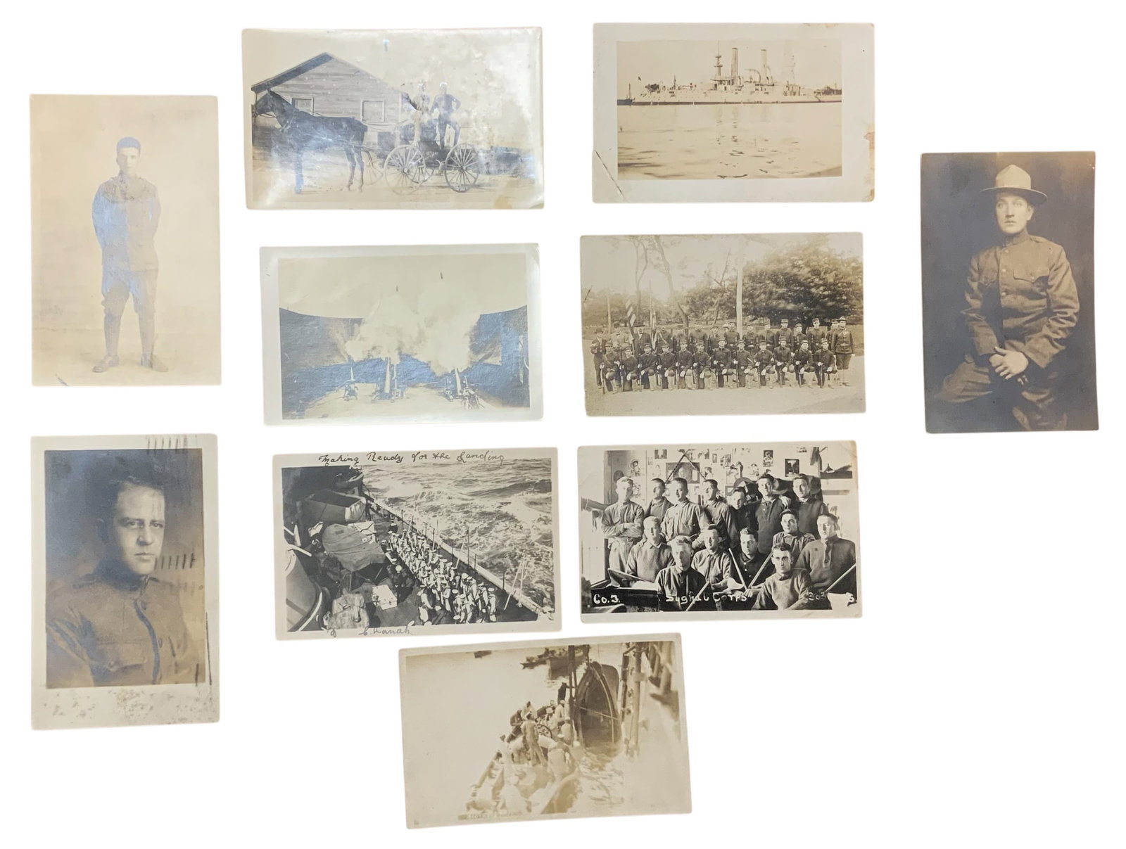WWI Era Real Picture Postcards RPPC Lot (10) #1 Army, Navy Landing, Soldiers (1 of 11)