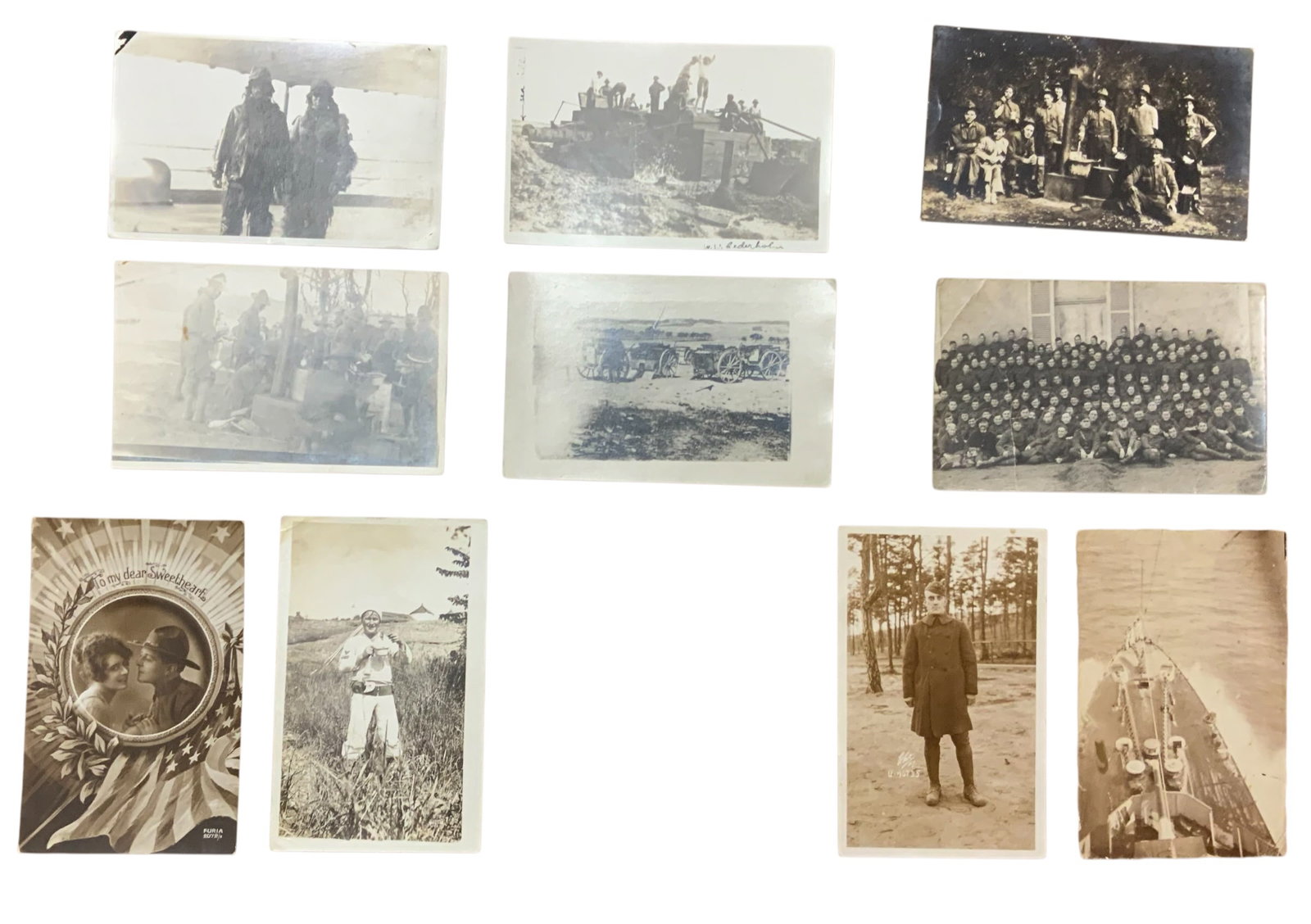 WWI Era Real Picture Postcards RPPC Lot (10) #5 Army Soldiers, Navy, Ammunition Dump (1 of 11)