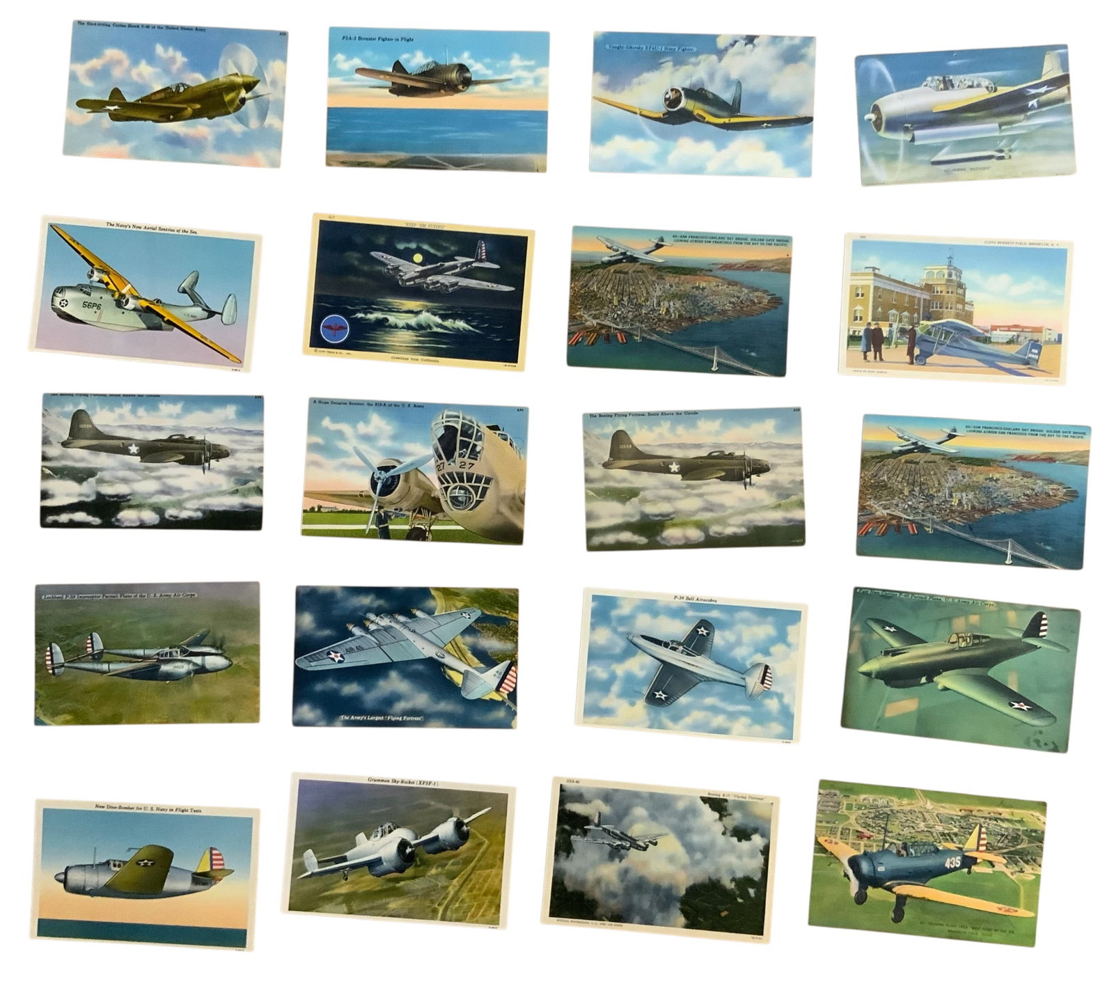 WWII Era Army Air Corps & Navy Aircraft Fighters / Bombers Postcards #6 Lot (20) (1 of 10)
