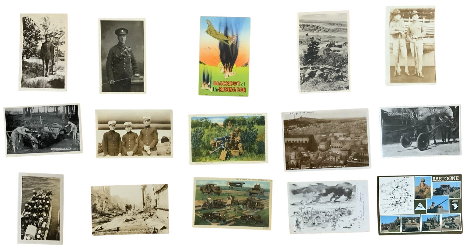 WWI & WWII Era Army / Navy Postcards #13 Lot (15) Japanese Guadalcanal Bring Back (1 of 7)