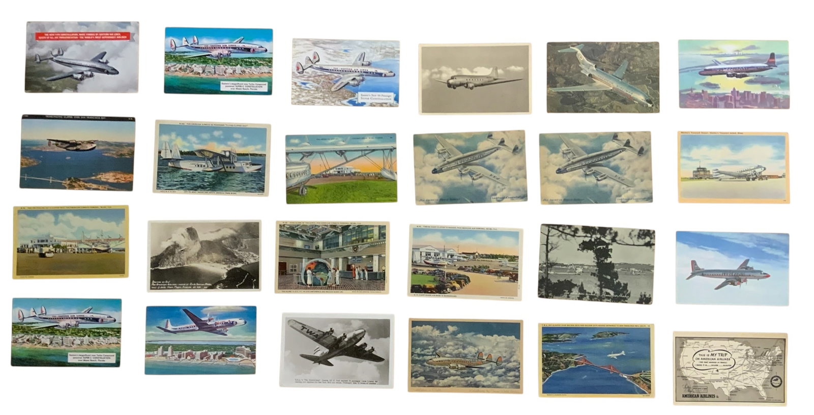Commercial Airlines TWA, Pan American, Eastern, American Postcards #14 Lot (24) (1 of 7)