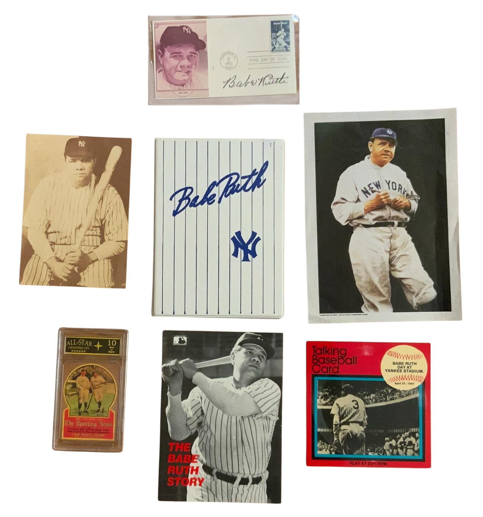 New York Yankees Babe Ruth Lot #5 Cards 1983 First Day Cover Talking Baseball Photos (1 of 16)