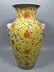 Famille rose painted vase with yellow glaze - 2