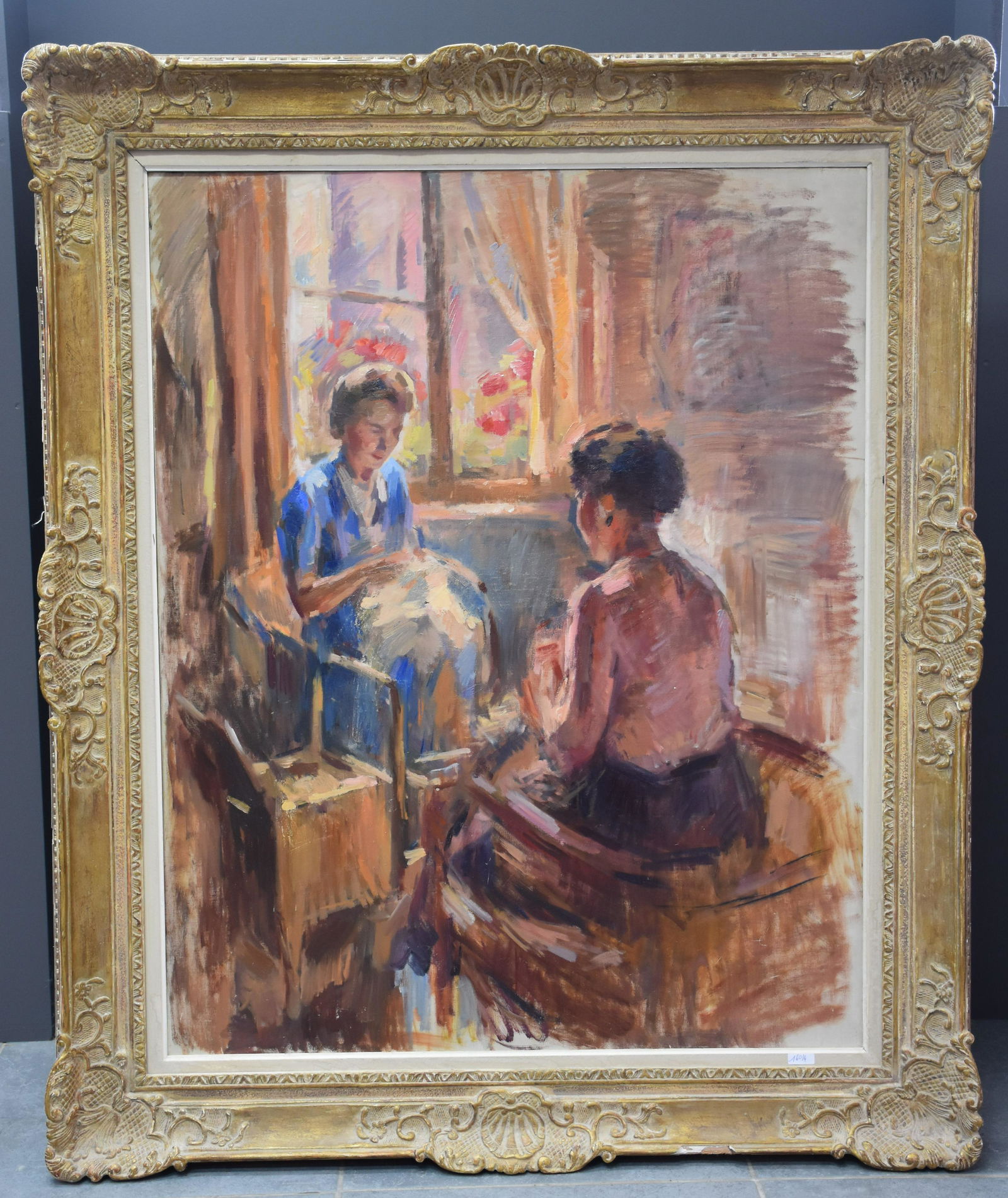 Jean Colin (1881 - 1961). Oil on canvas, Unsigned. Two: Jean Colin (1881 - 1961). Oil on canvas, Unsigned. Two women in an interior. 82 x 102 cm. Origin of the artist's family and Marc Pairon collection. We include a book on Jean Colin by Marc Pairon.
