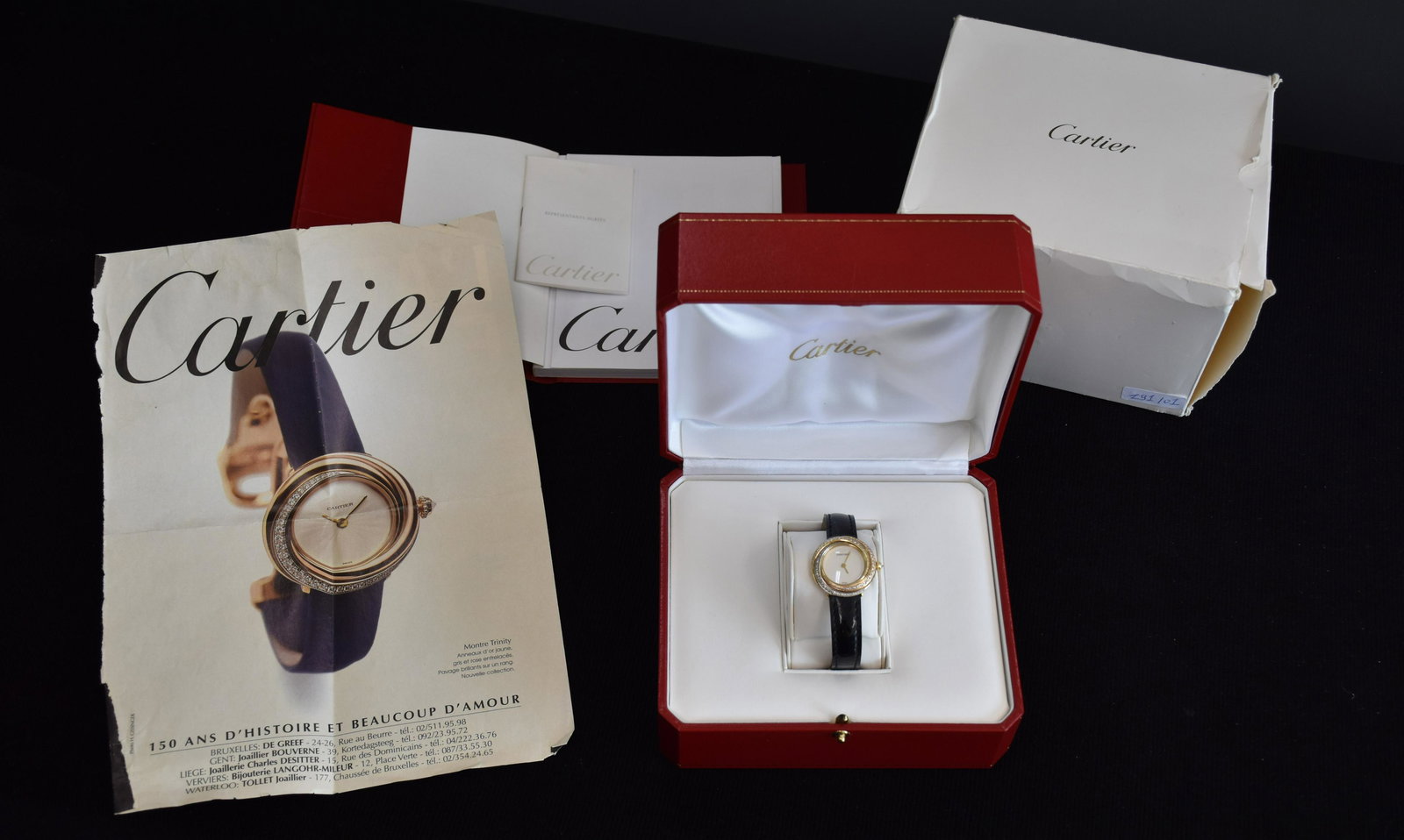 Cartier watch model Trinity sold with original box and (1 of 5)