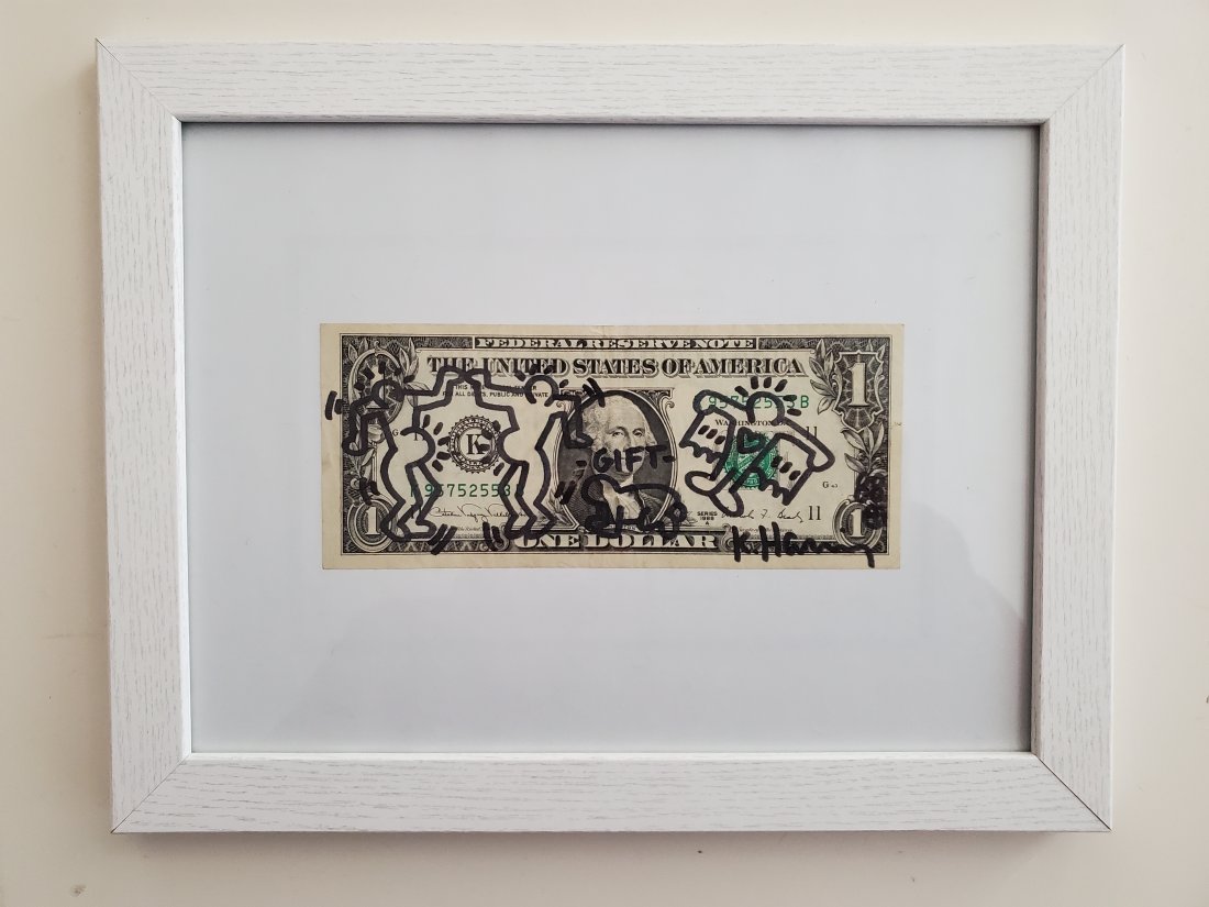 Keith Haring drawing on dollar bill (1 of 3)