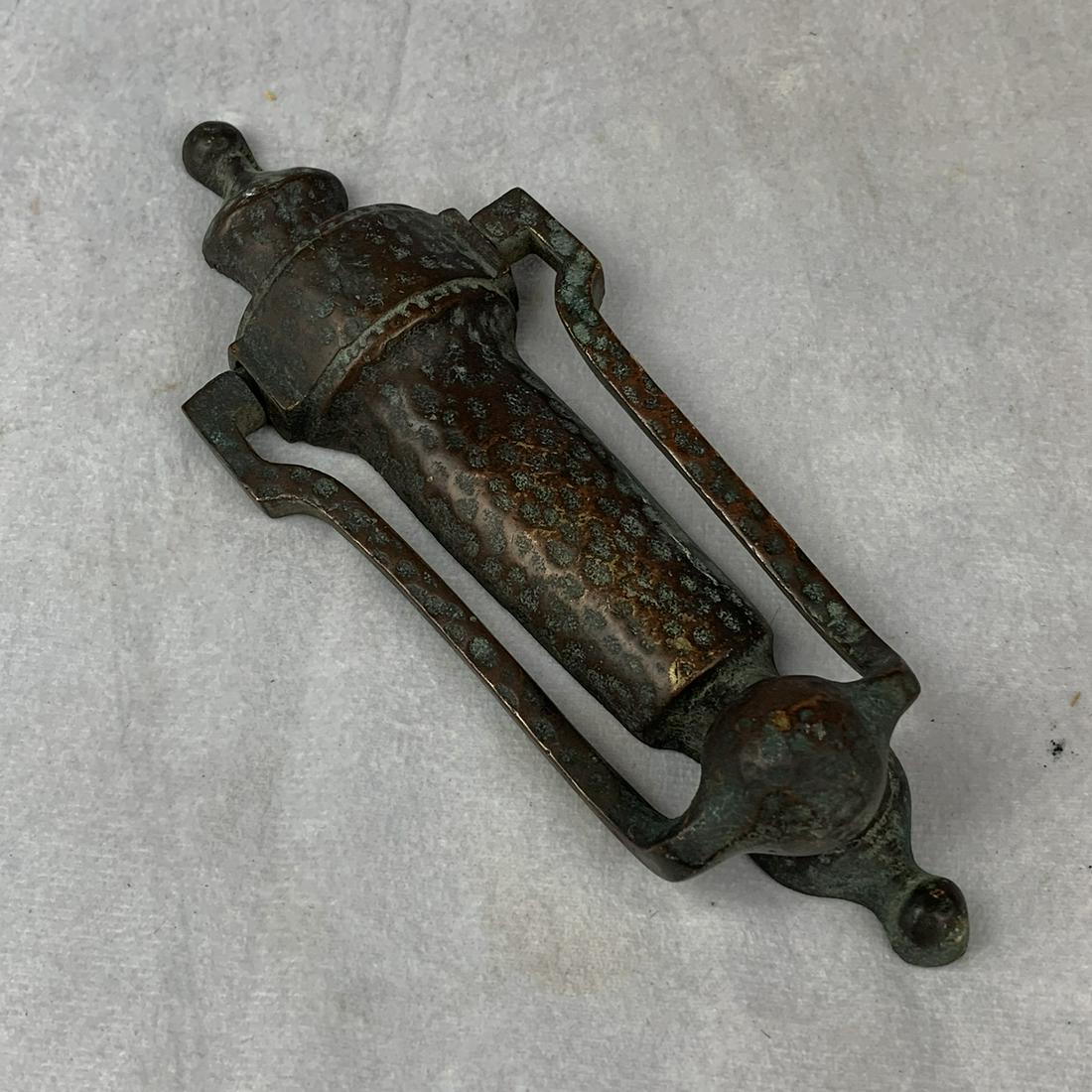 Vintage Hammered Copper Arts & Crafts Door Knocker: A great Arts & Crafts hammered copper door knocker. In pristine original finish. 8 inches.