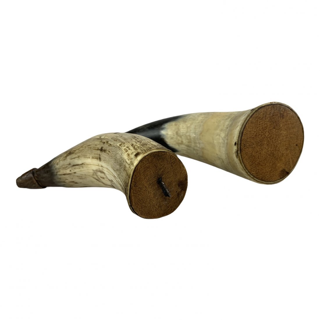 Pair of Early Horn Powder Horns (1 of 3)
