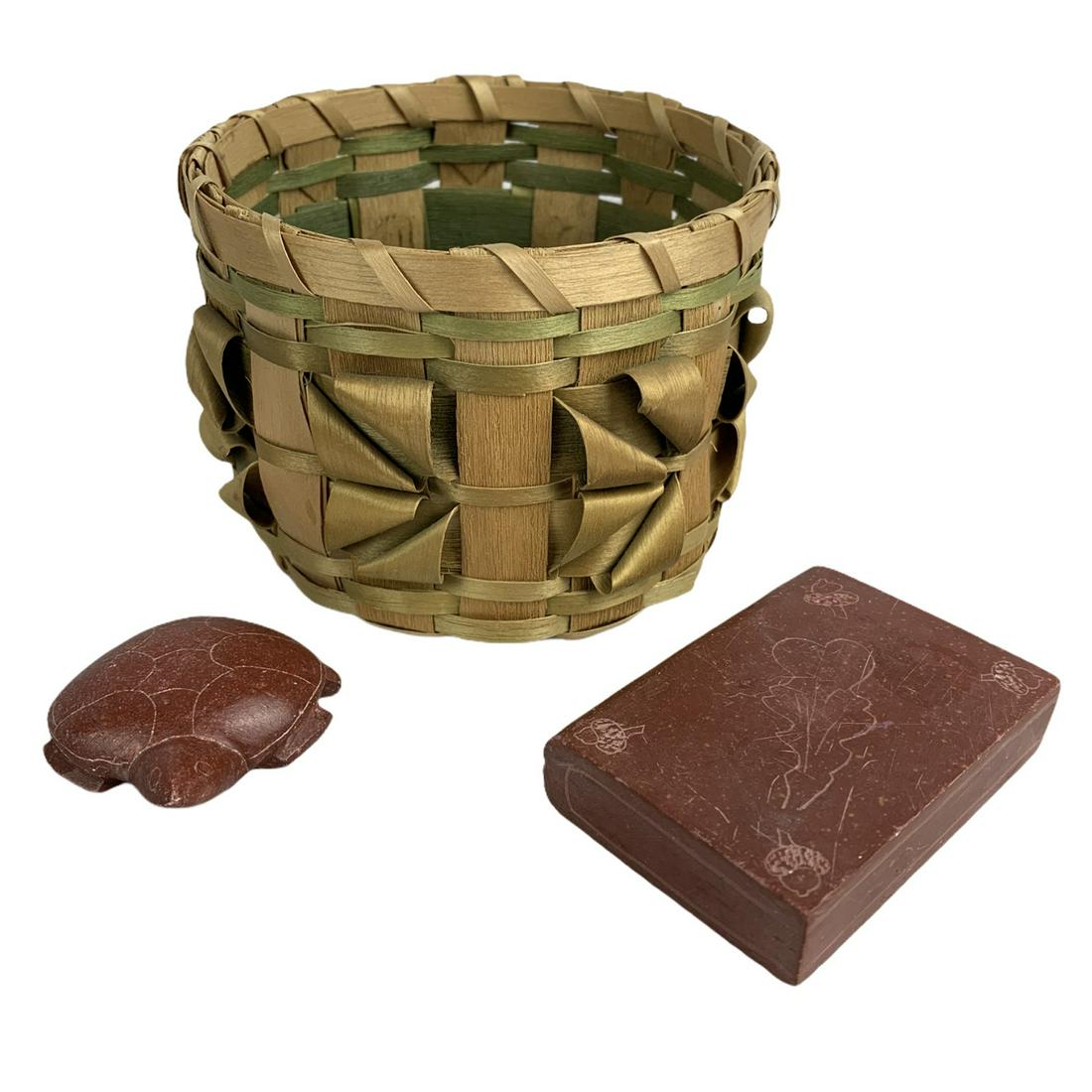 Indian Basket & Catlinite Pieces (1 of 3)