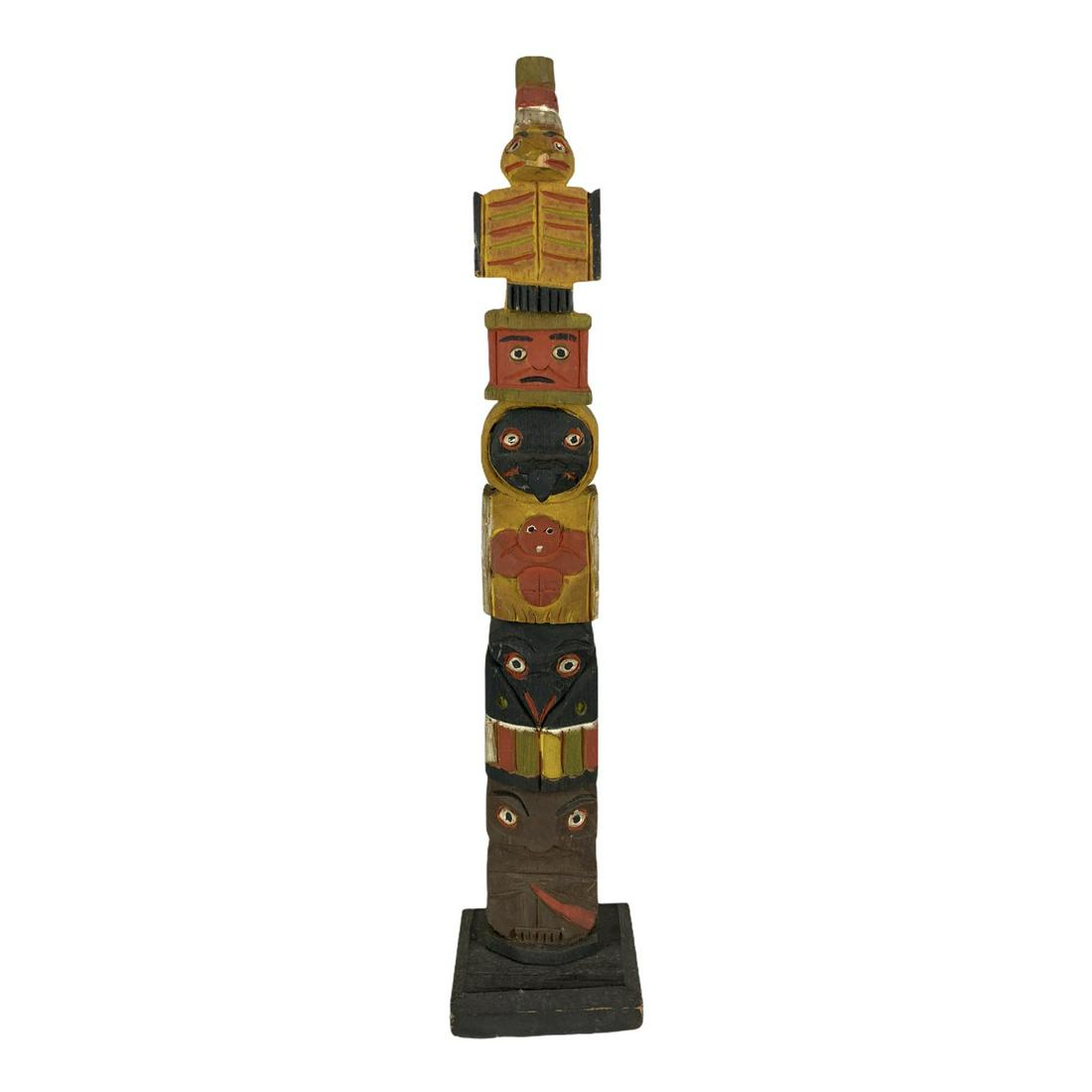 13" Northwest Coast Wood Totem Pole (1 of 3)