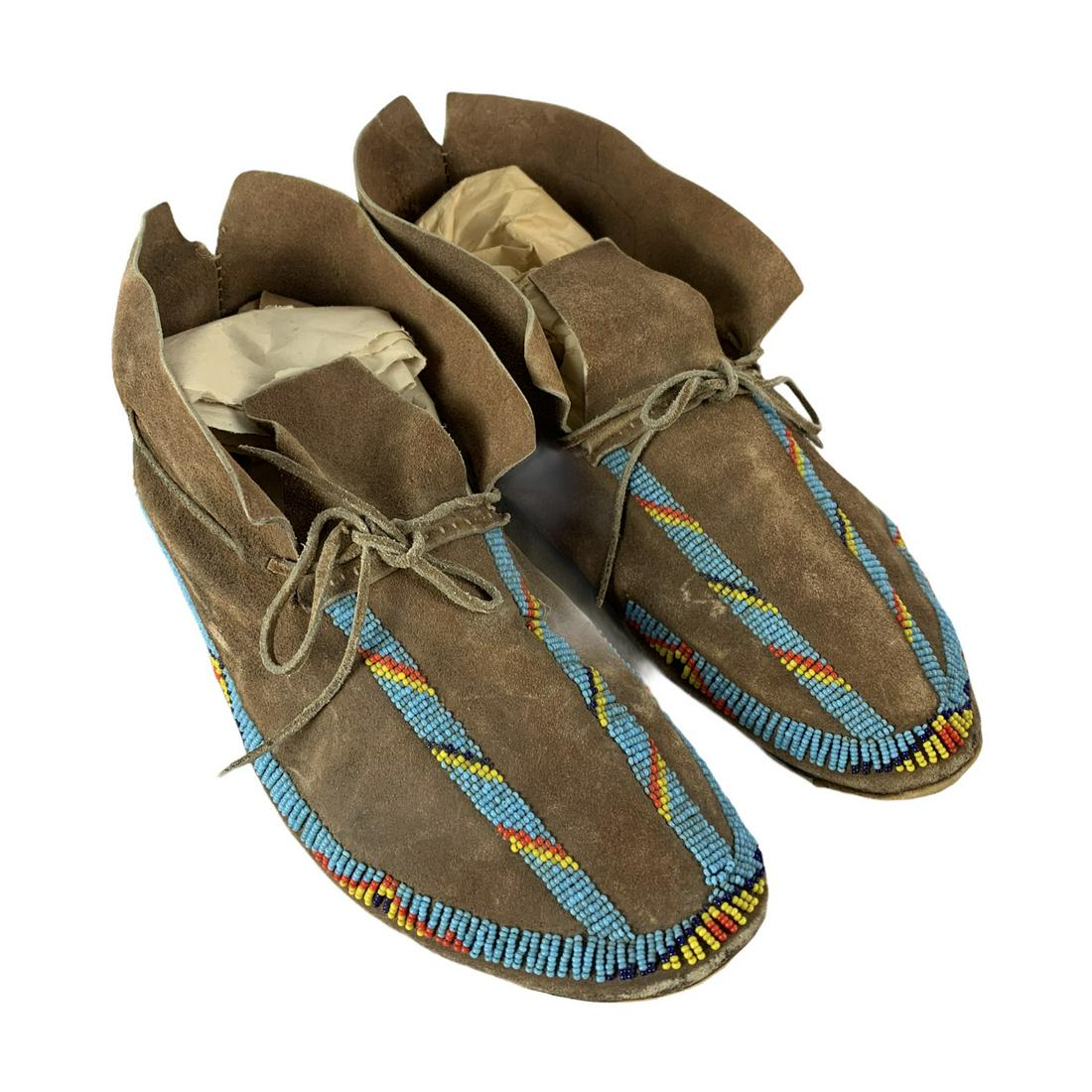 Pair of Adult Beaded Indian Moccasins (1 of 3)
